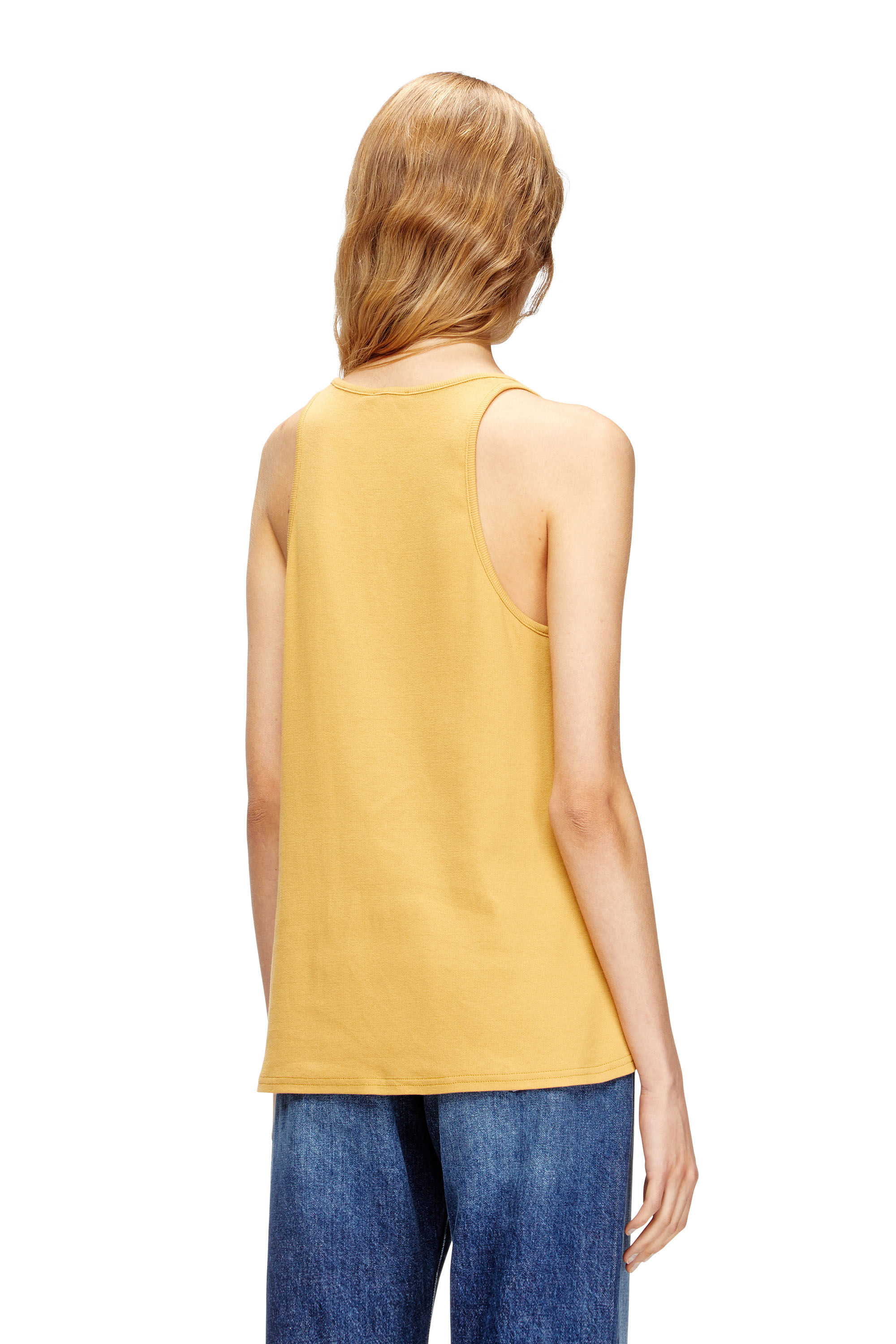 Diesel - T-IPSYA-LKDS, Camiseta con tirantes de canalé con Oval D Mujer in Naranja - 4