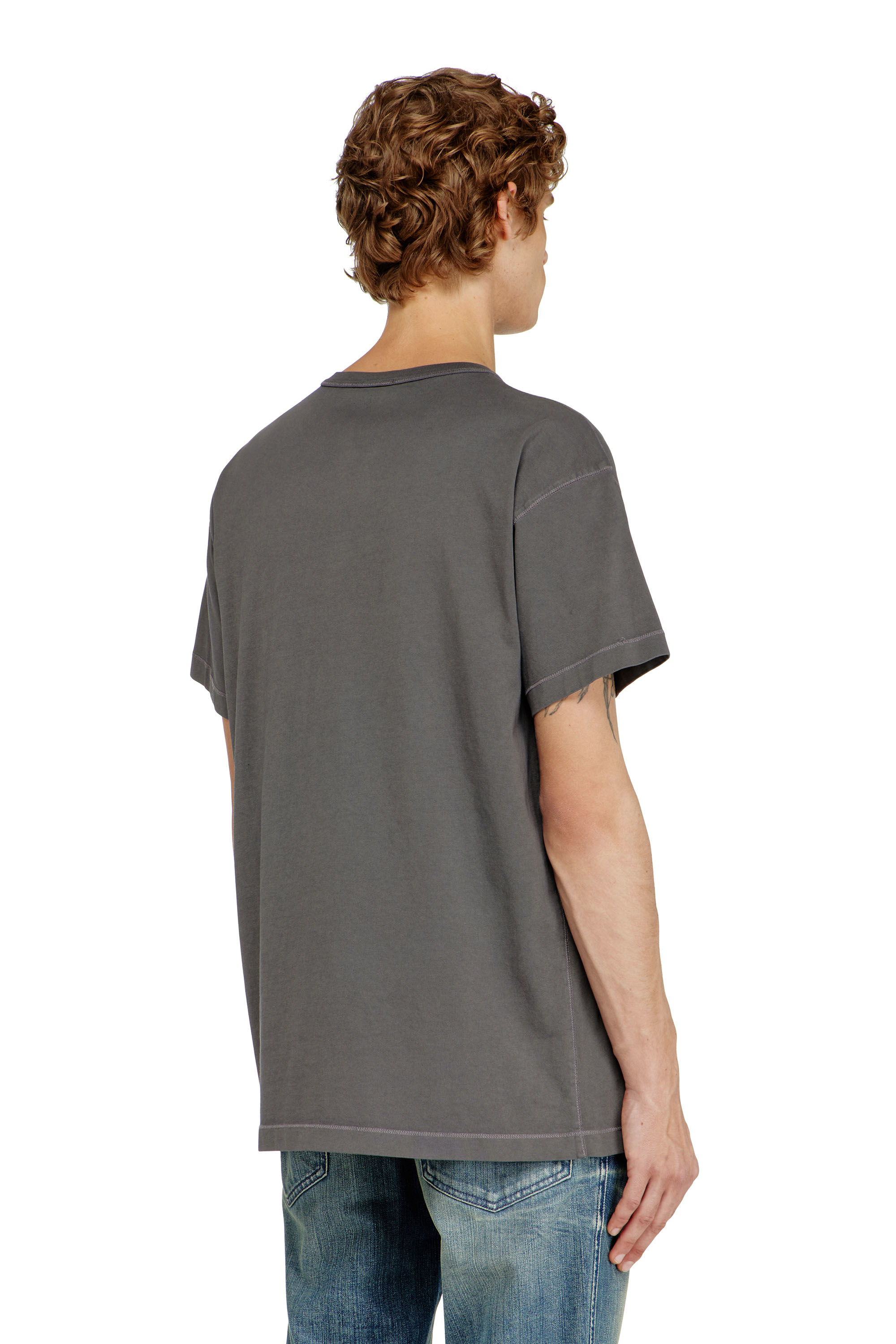 Diesel - T-NORM-IOD, Camiseta ligera de algod&oacute;n con logotipo Oval D met&aacute;lico Hombre in Gris - 4
