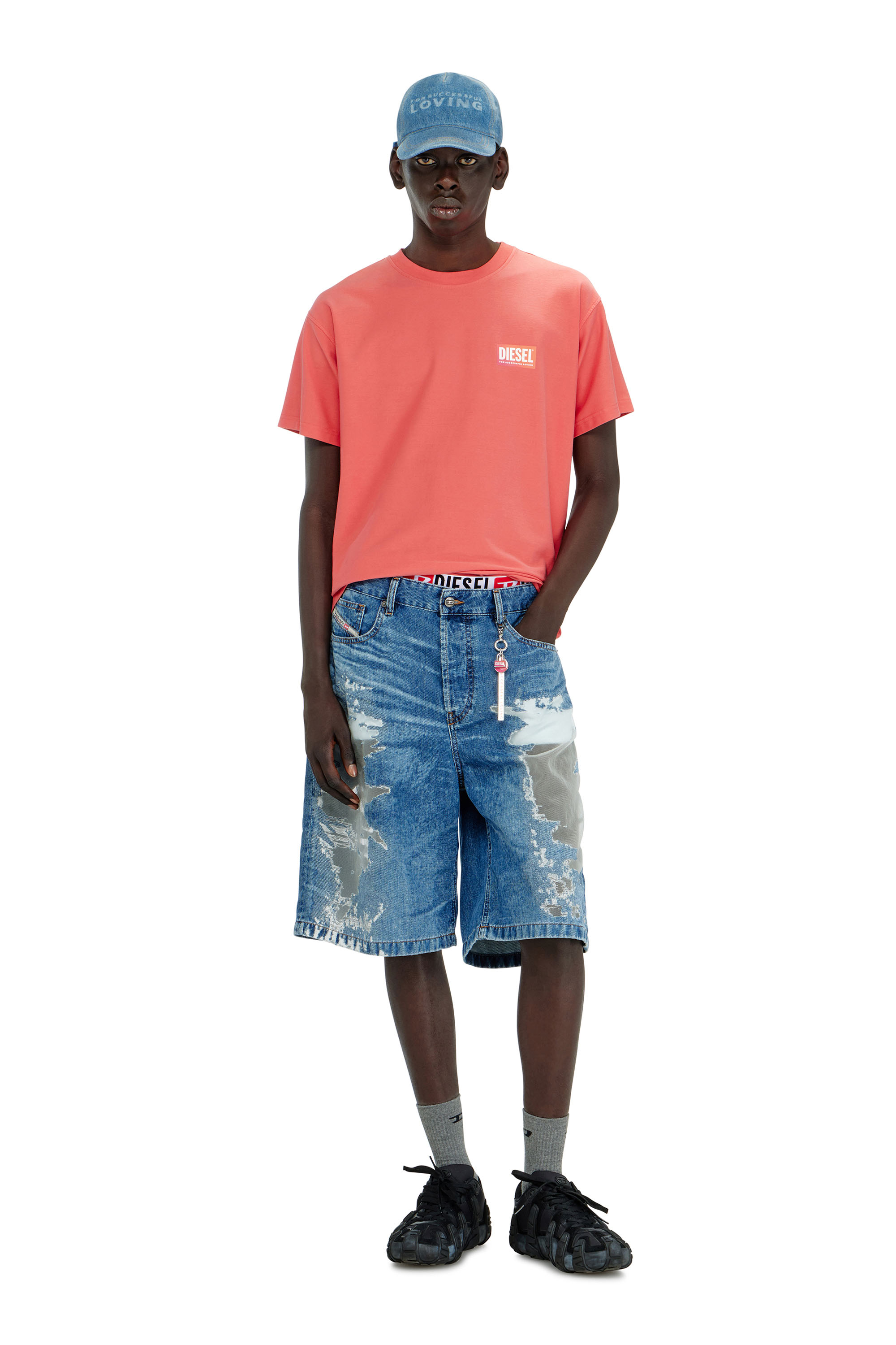 Diesel - PR-DE-SIRE-SHORT, Shorts de denim devor&eacute; Unisex in Azul marino - 1