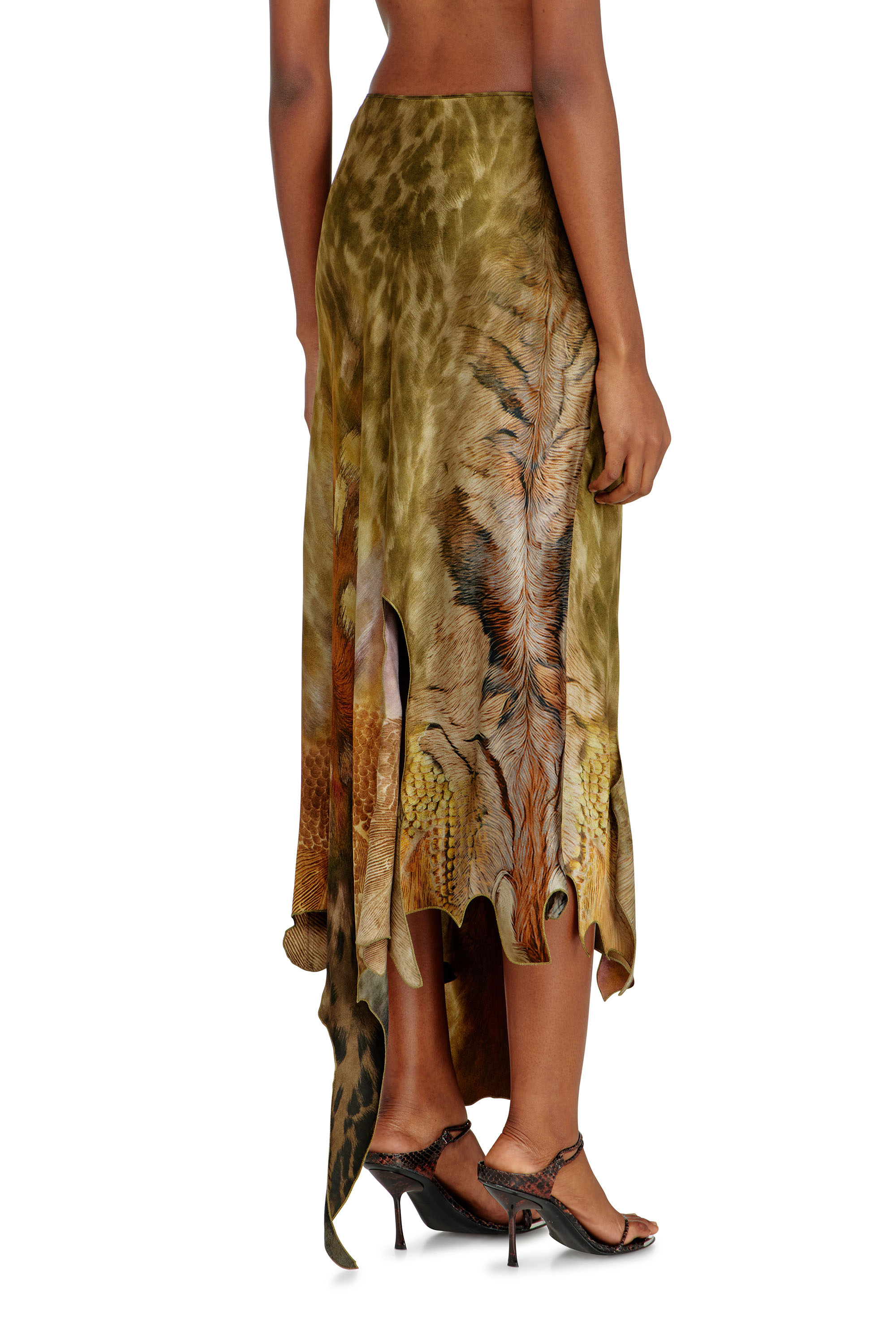 Diesel - O-TORN, Falda larga asim&eacute;trica de sat&eacute;n estampado Mujer in ToBeDefined - 4