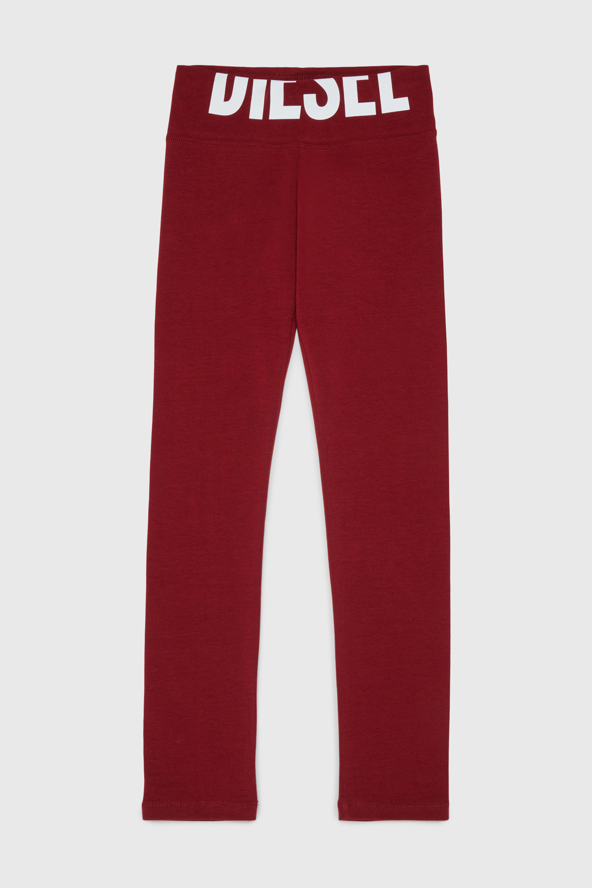 Diesel - PCEFY, Woman's Cotton leggings with cut-off logo in Red - 1