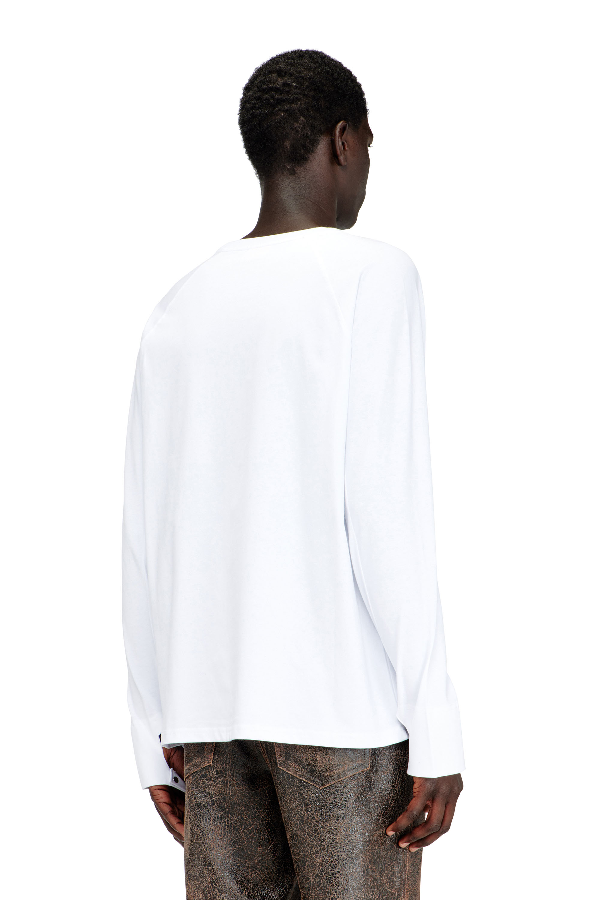 Diesel - T-KRISTIAN, Camiseta con pu&ntilde;o de detalle biker Hombre in Blanco - 4