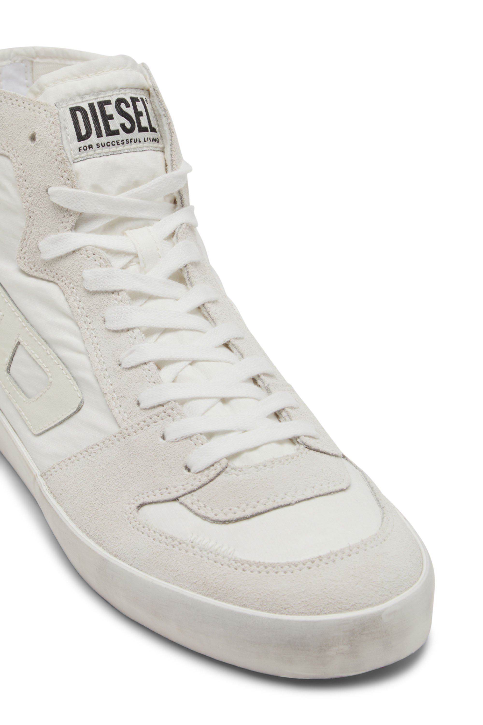 Diesel - S-LEROJI D-1 MID, Deportivas altas de ripstop acolchado y gamuza Hombre in Blanco - 4