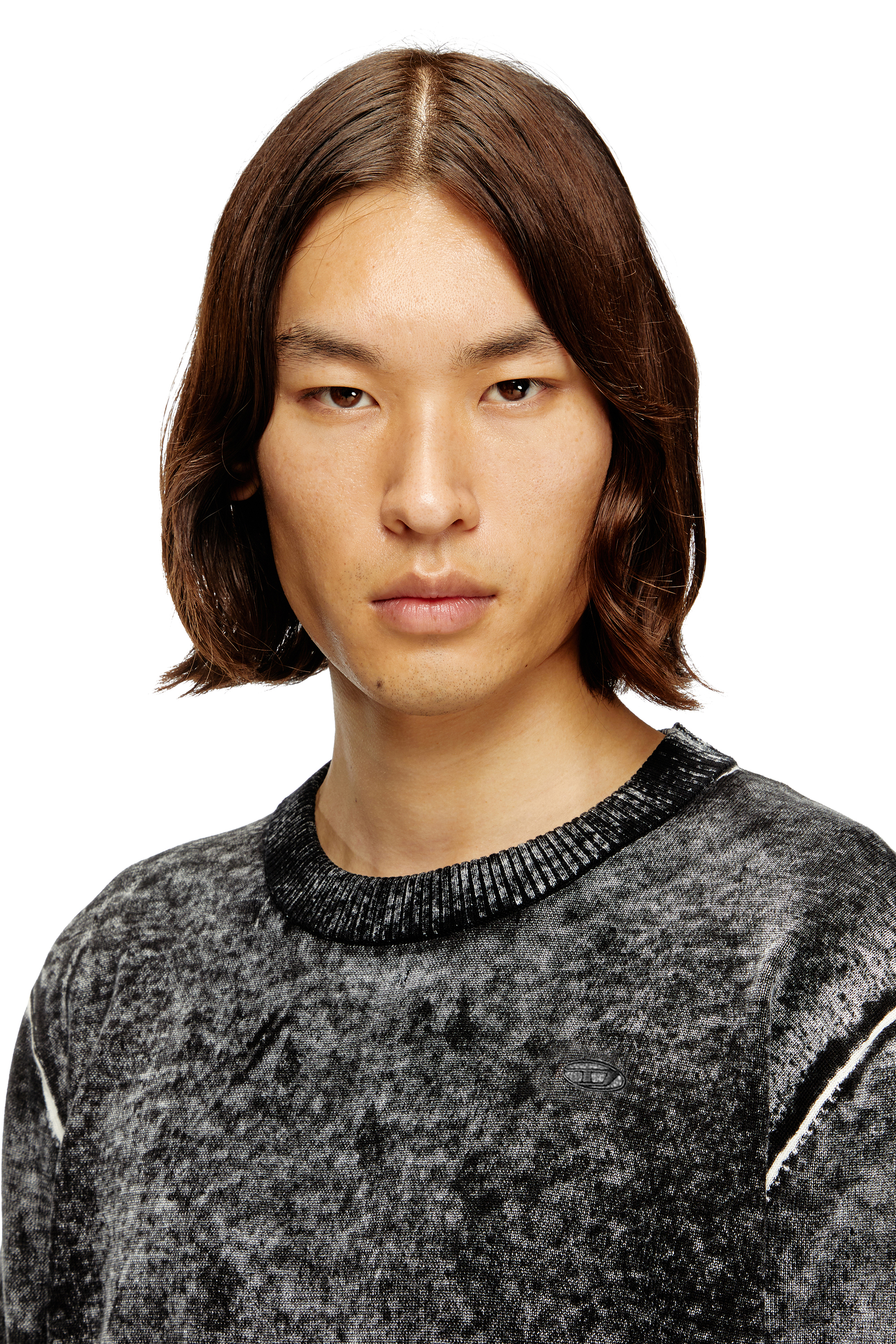 Diesel - K-LAURENT, Jersey con estampado inverso descolorido Hombre in Gris - 5