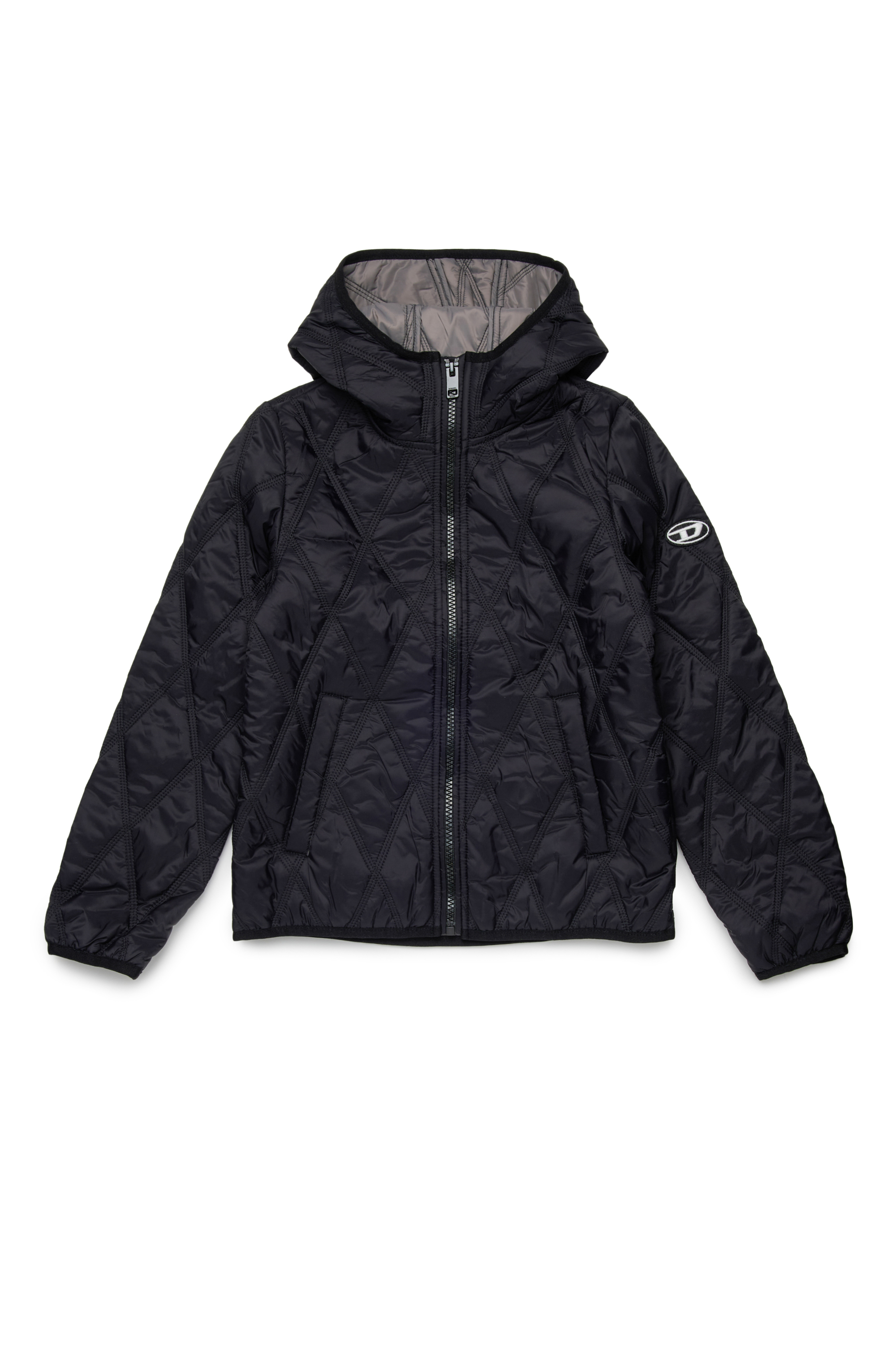 Diesel - JFOSSIRLS, Chaqueta acolchada con capucha Unisex in Negro - 1