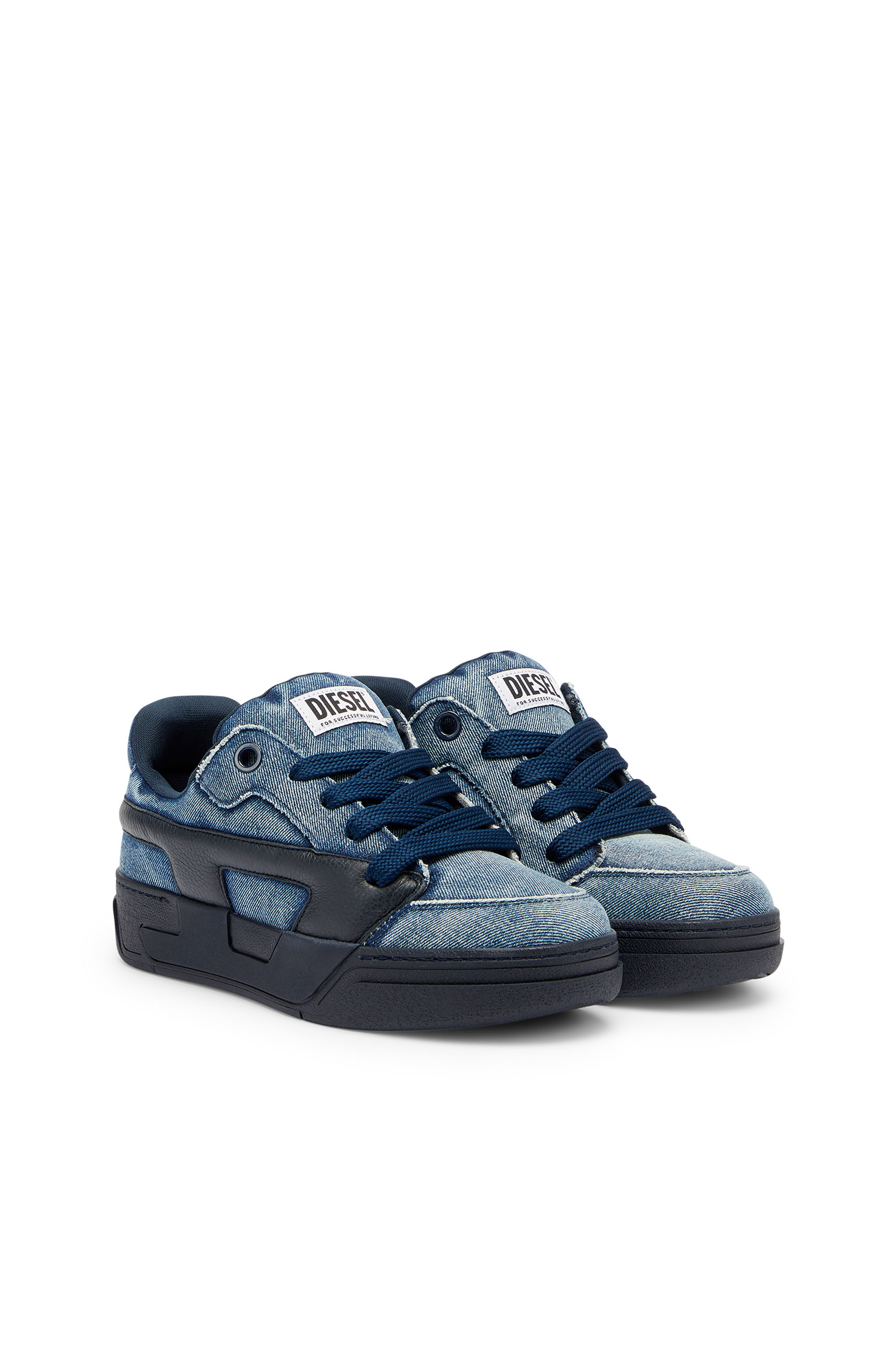Diesel - S-D-OLLIE LOW, S-D-Ollie - Zapatillas en denim deshilachado lavado oscuro Hombre in Azul marino - 2