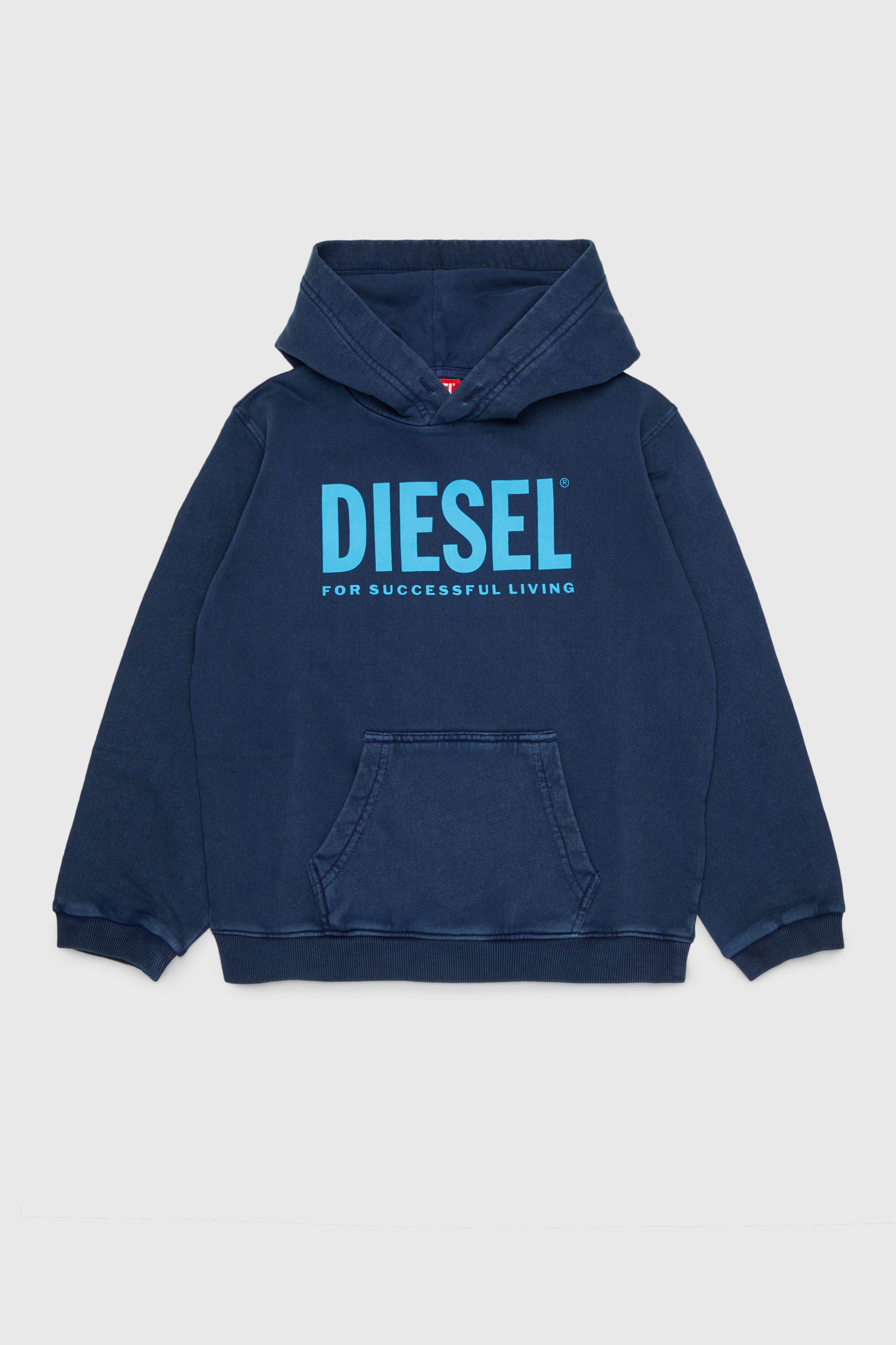 Diesel - STISEL OVER, Man's Hoodie with maxi logo print in Dark Blue - 1
