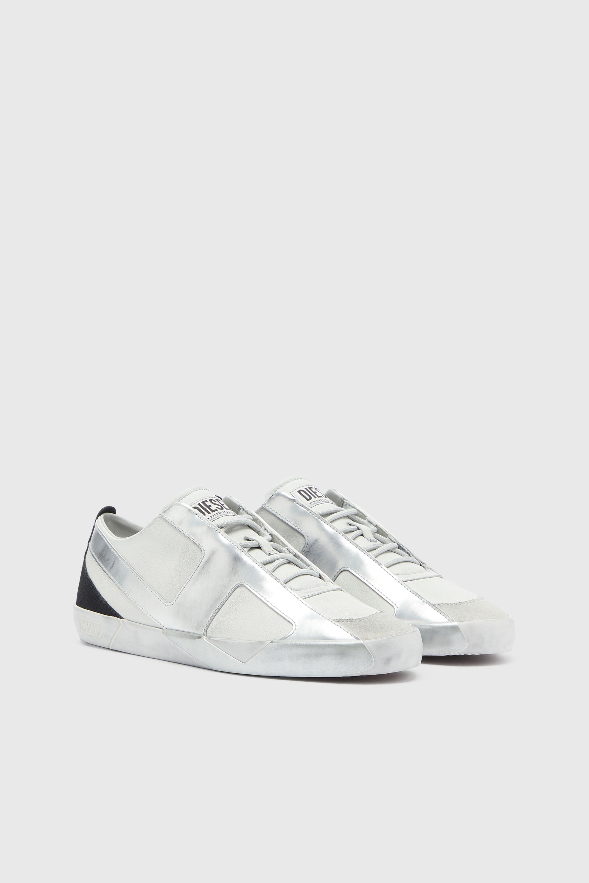 Diesel - S-SLANTE-D LOW, S-Slante-D - Zapatillas desgastadas de piel y ante Hombre in Blanco - 2