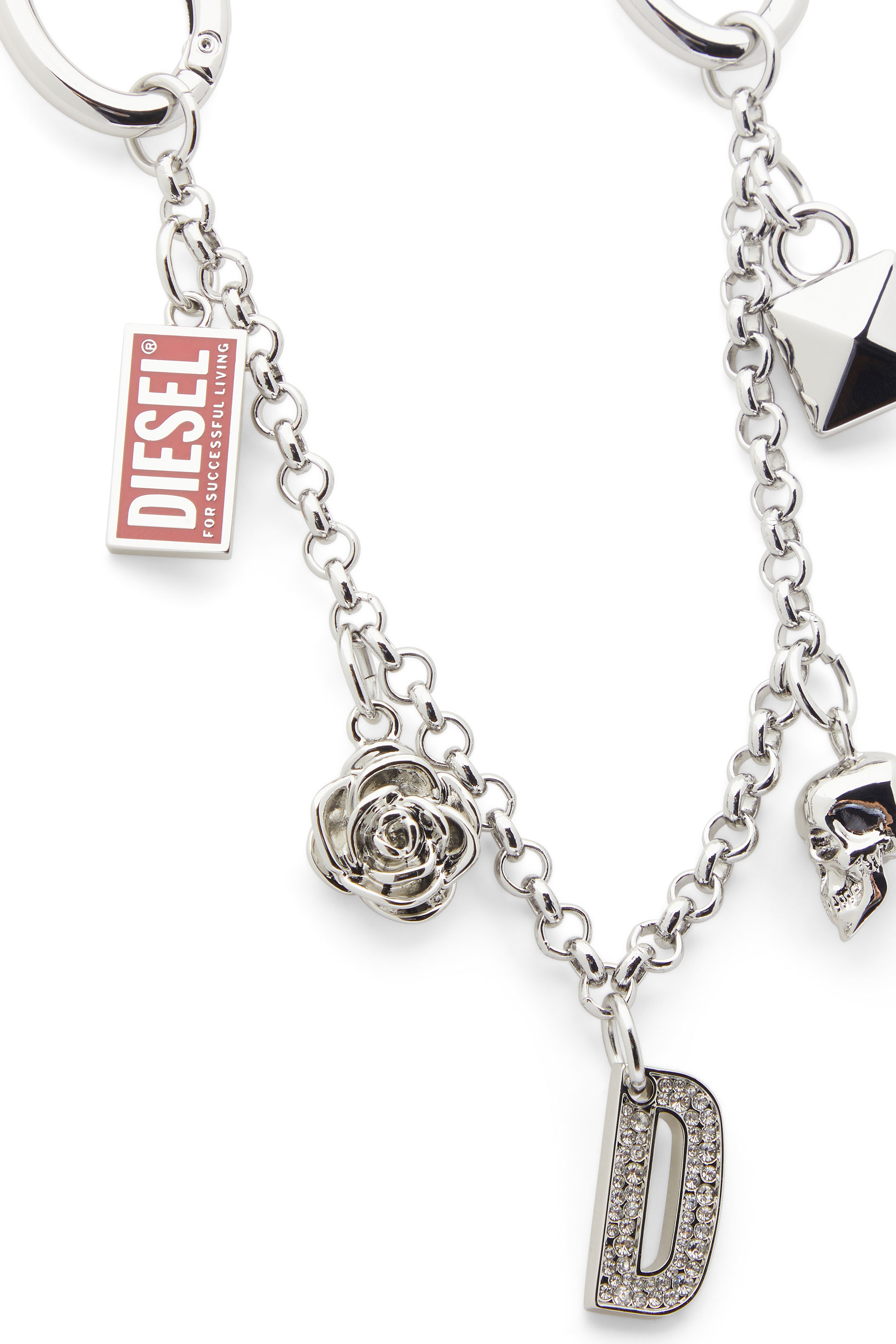 Diesel - CHAIN-D II S, Cadena met&aacute;lica con charms ic&oacute;nicos Mujer in Plateado - 3