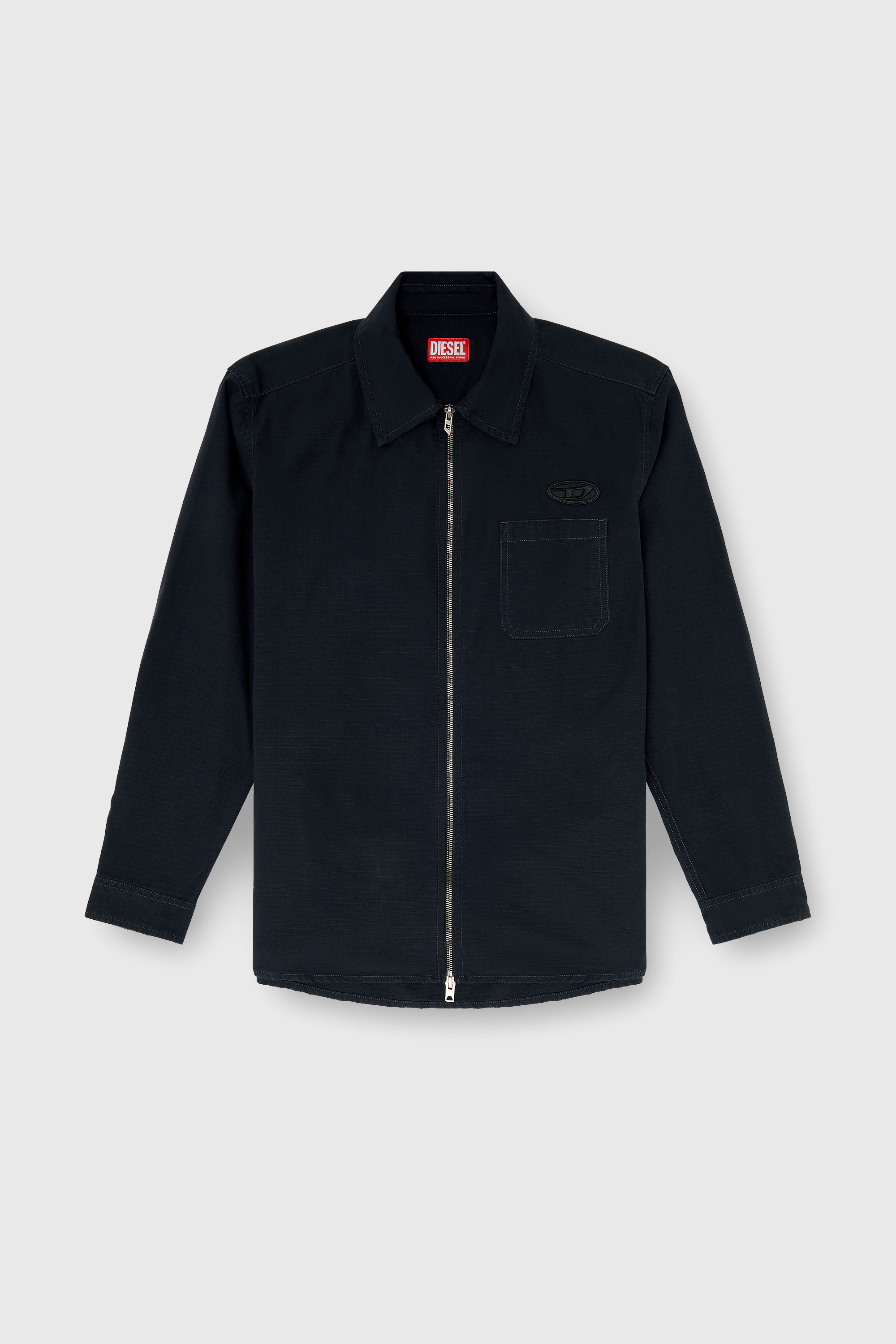 Diesel - S-ALIAS-ZIP, Camisa ripstop con cierre de cremallera Hombre in Negro - 2