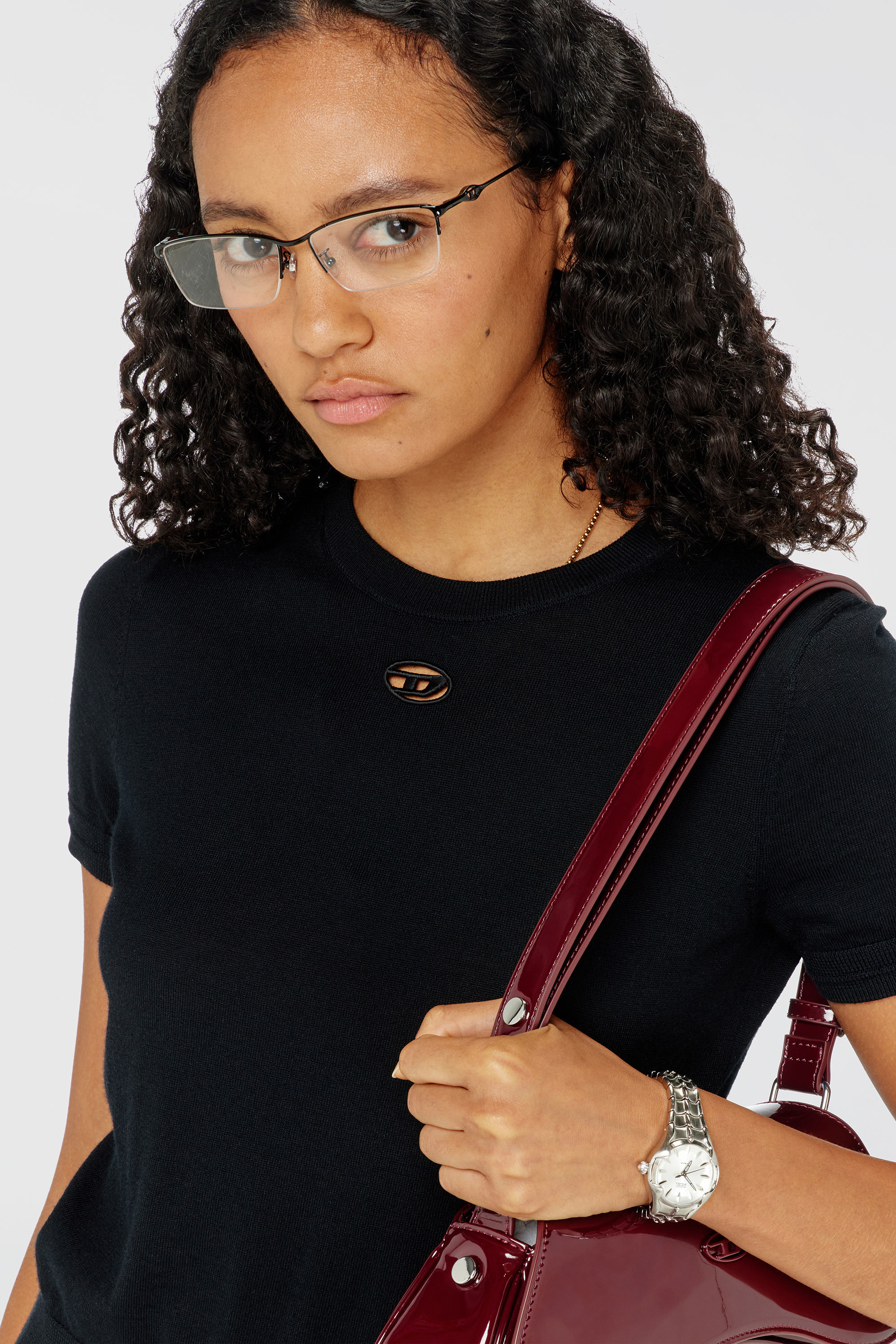Diesel - M-ALINE, Jersey de manga corta de lana Mujer in Negro - 5