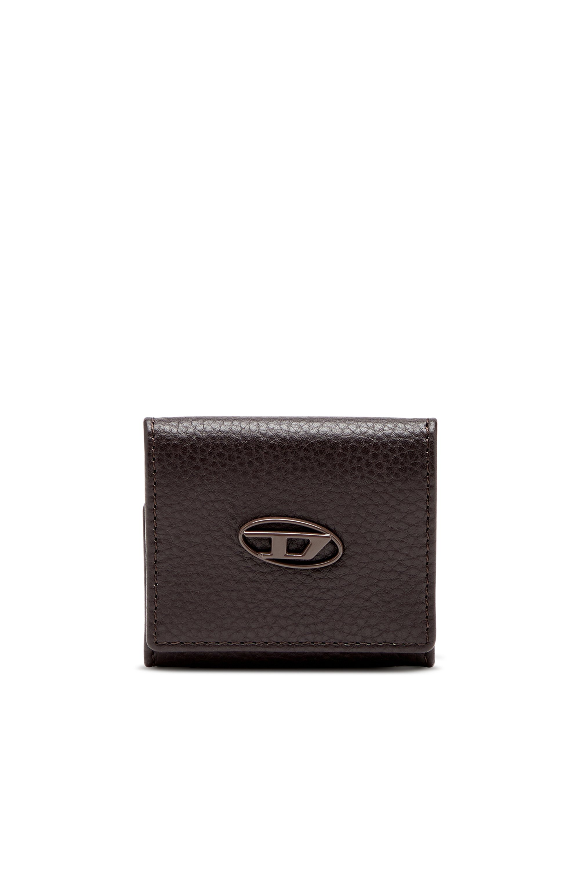 Diesel - HISSU EVO COIN CASE, Man's Coin purse in grainy leather in Dark Brown - 1