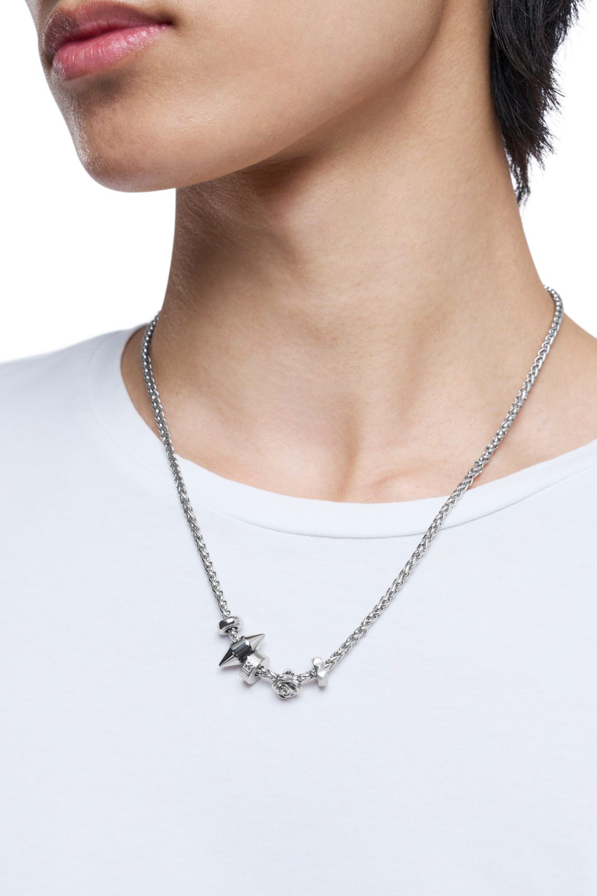 Diesel - DX1623040 JEWELLERY, Collar con colgante de acero inoxidable Unisex in Plateado - 4