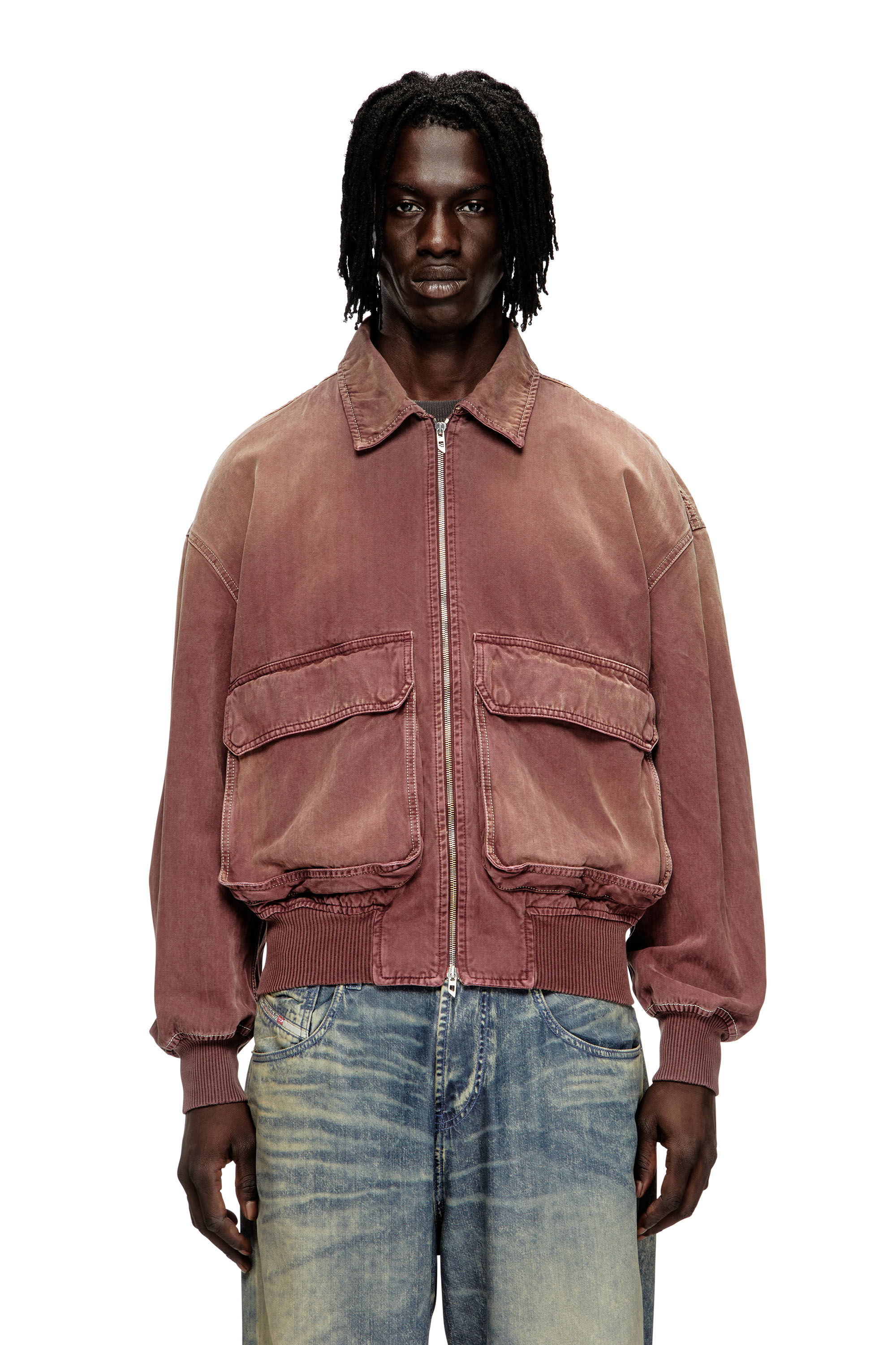 Diesel - D-KURZ, Chaqueta en denim de espiga coloreada Unisex in Marrón - 1