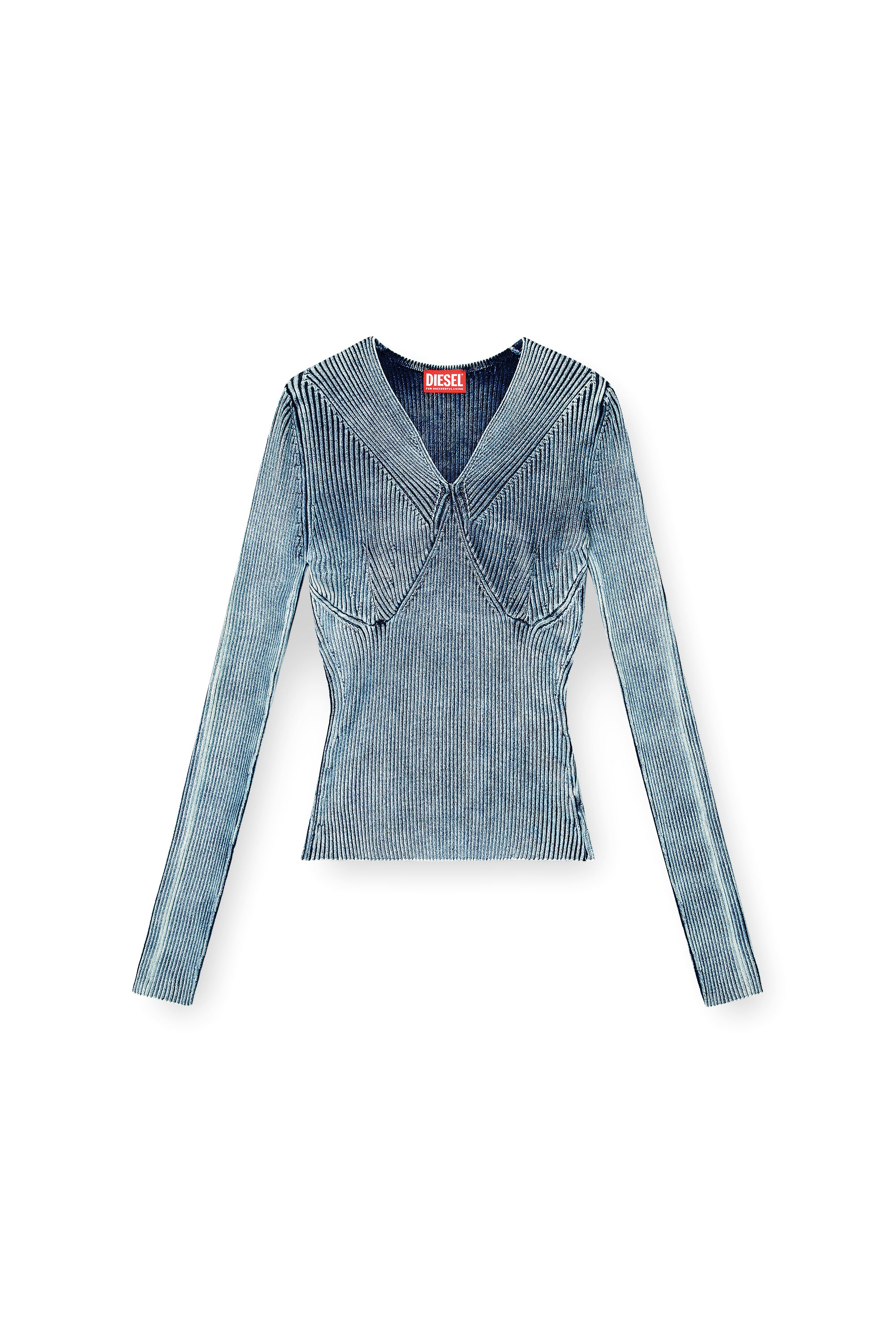Diesel - M-MILMO, Jersey de hilo denim con efecto brillante Mujer in Azul marino - 3
