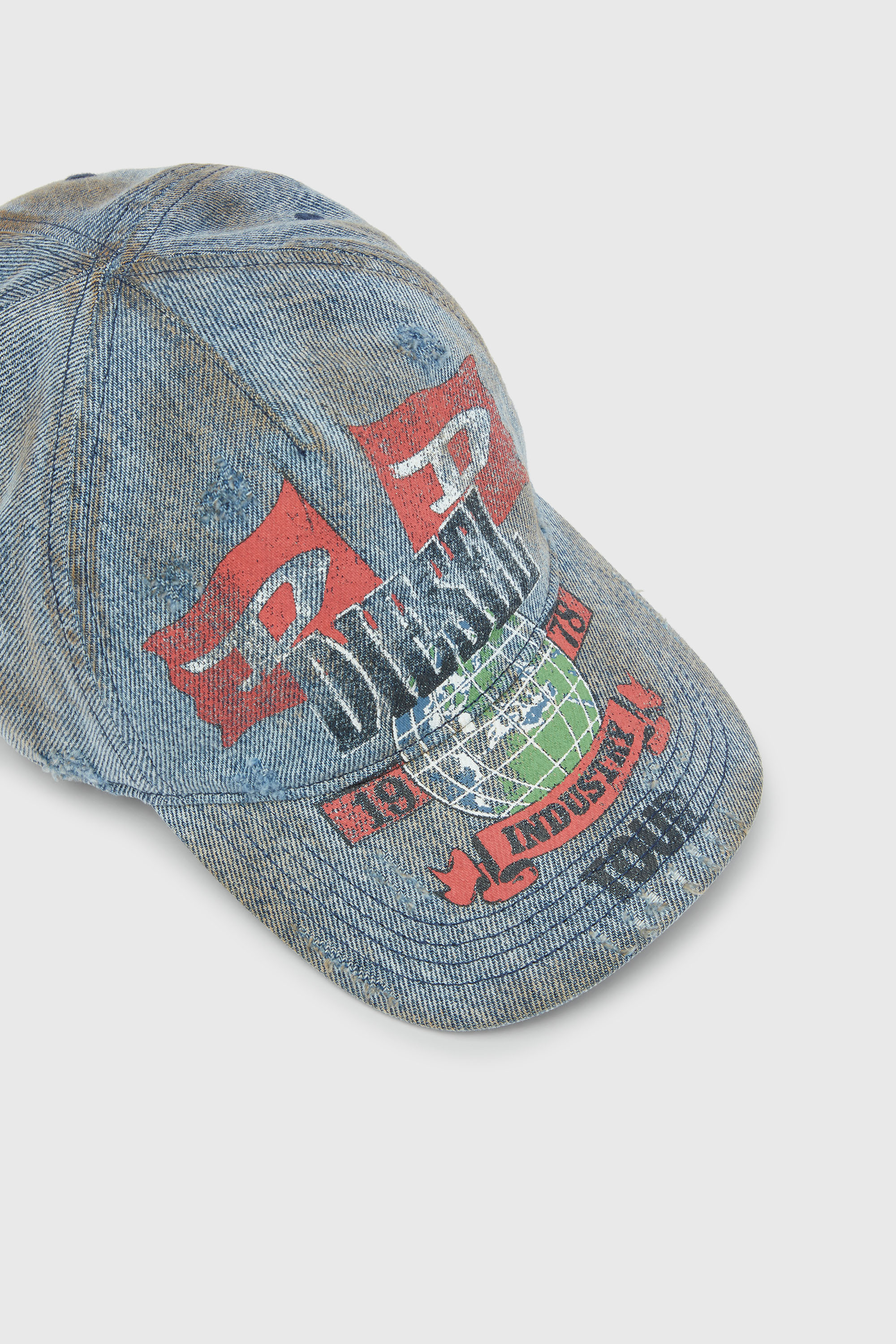 Diesel - C-ROCK, Gorra de b&eacute;isbol denim con gr&aacute;ficos de concierto Hombre in Azul marino - 3