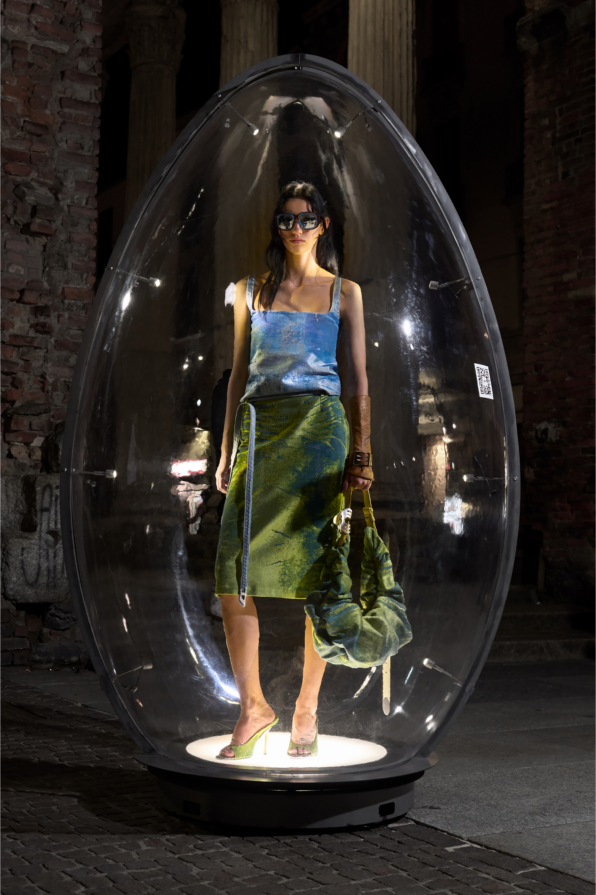 Diesel - D-DIAM'S SA 90, D-Diam&rsquo;s-Mule vaquera alta con lavado oscuro y Oval D flotante Mujer in Verde - 7