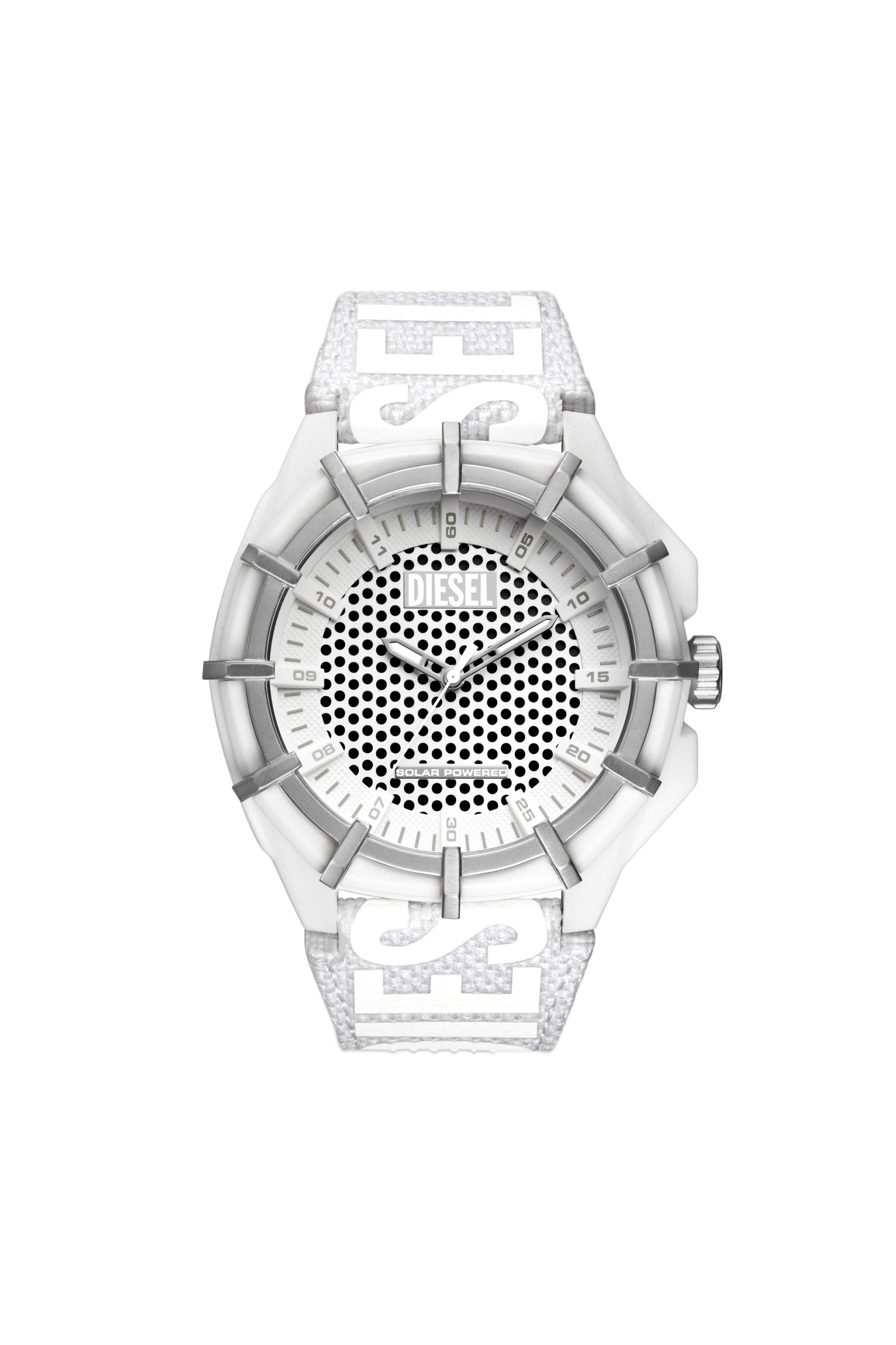 Diesel - DZ4664, Hombre Reloj Framed de tela blanca con movimiento por energía solar in Blanco - Image 1
