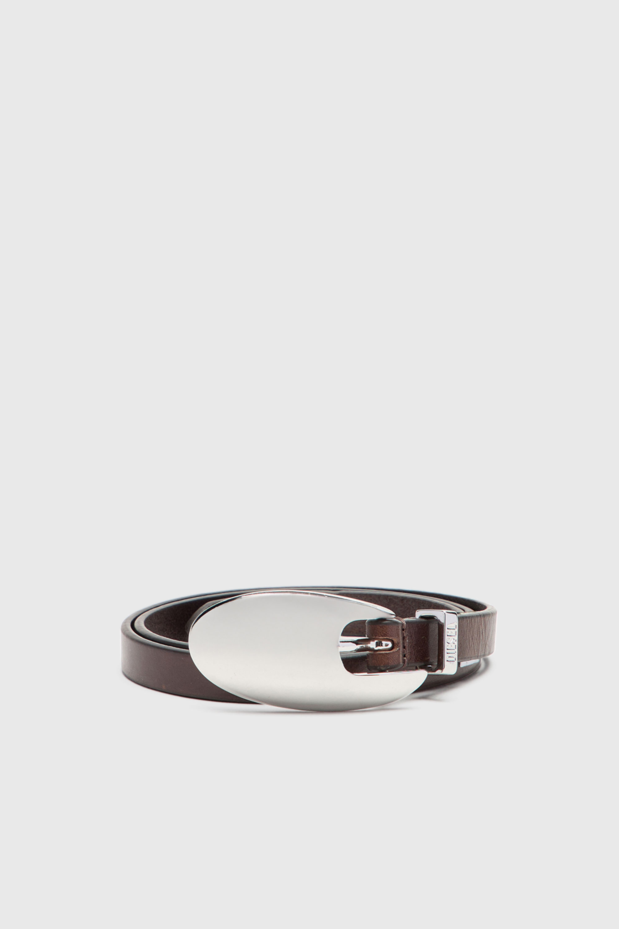 Diesel - B-ROP 15, Cintur&oacute;n 1.5 cm fino de cuero con hebilla escult&oacute;rica Mujer in Marr&oacute;n - 1