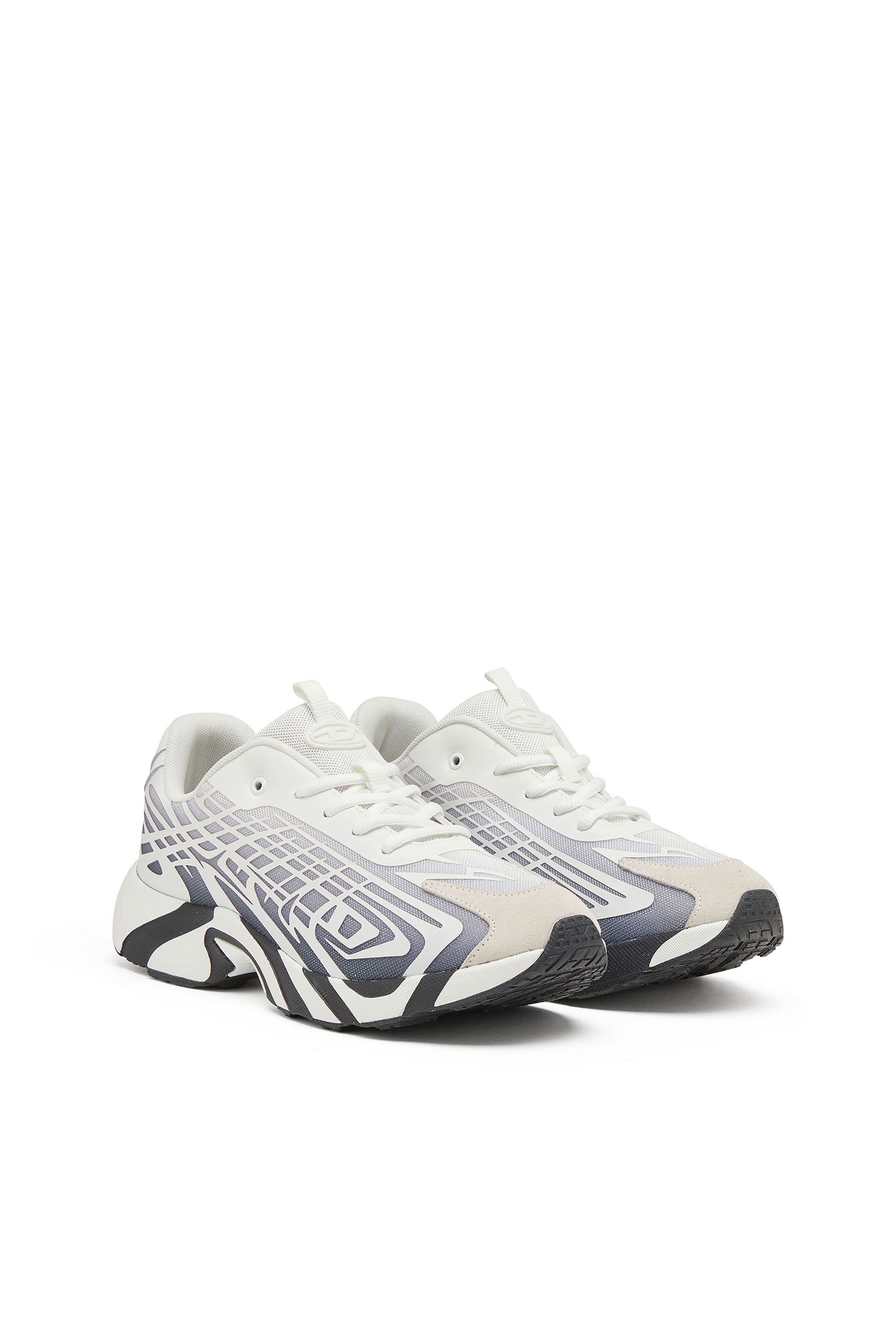 Diesel - S-D-VIT'S 500 LOW, D-Vit-Sneakers en malla degradada de rayas Hombre in Blanco - 3