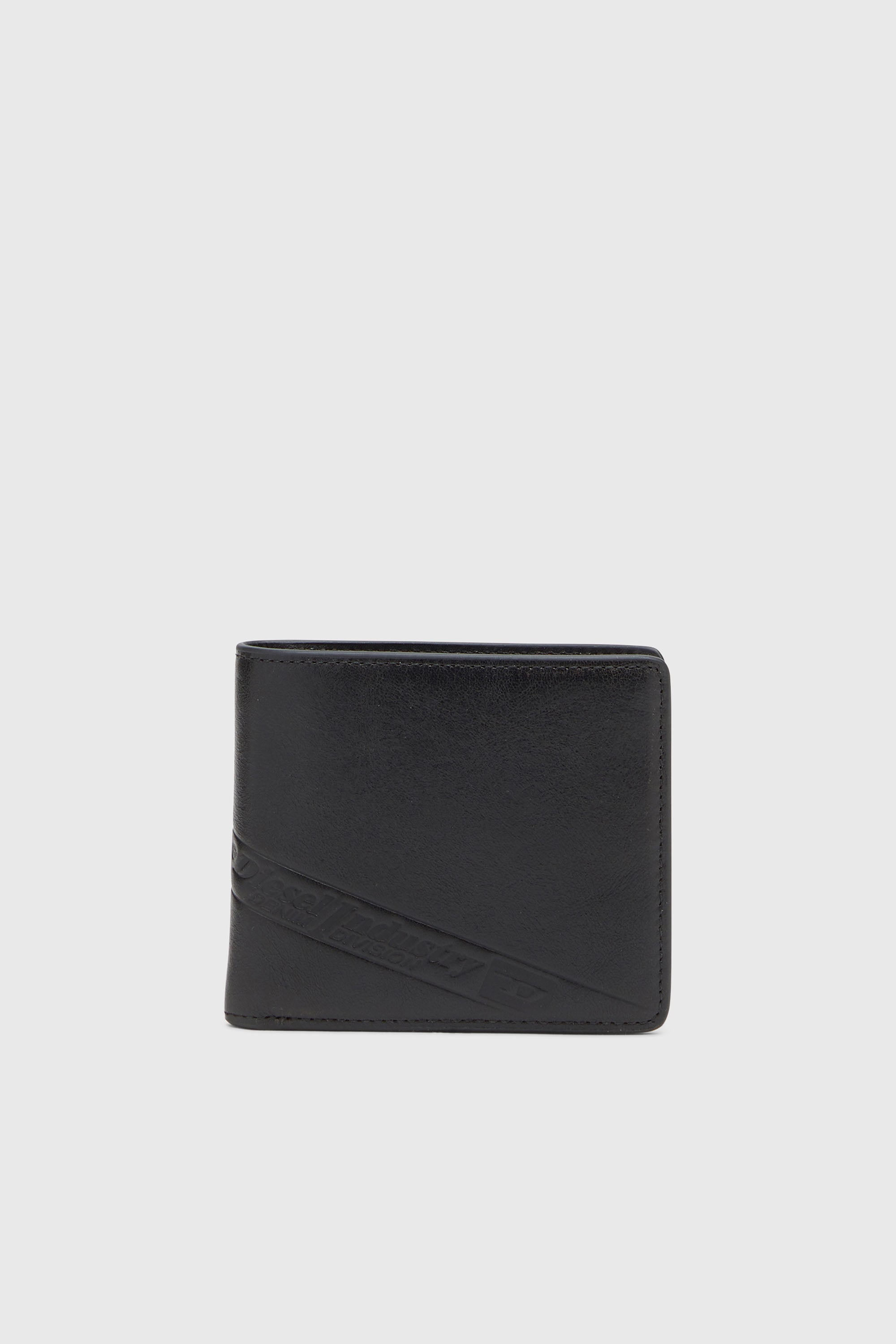 Diesel - FLAG-D BI-FOLD COIN S 3D, Billetera de cuero con logo en relieve. Hombre in Negro - 1