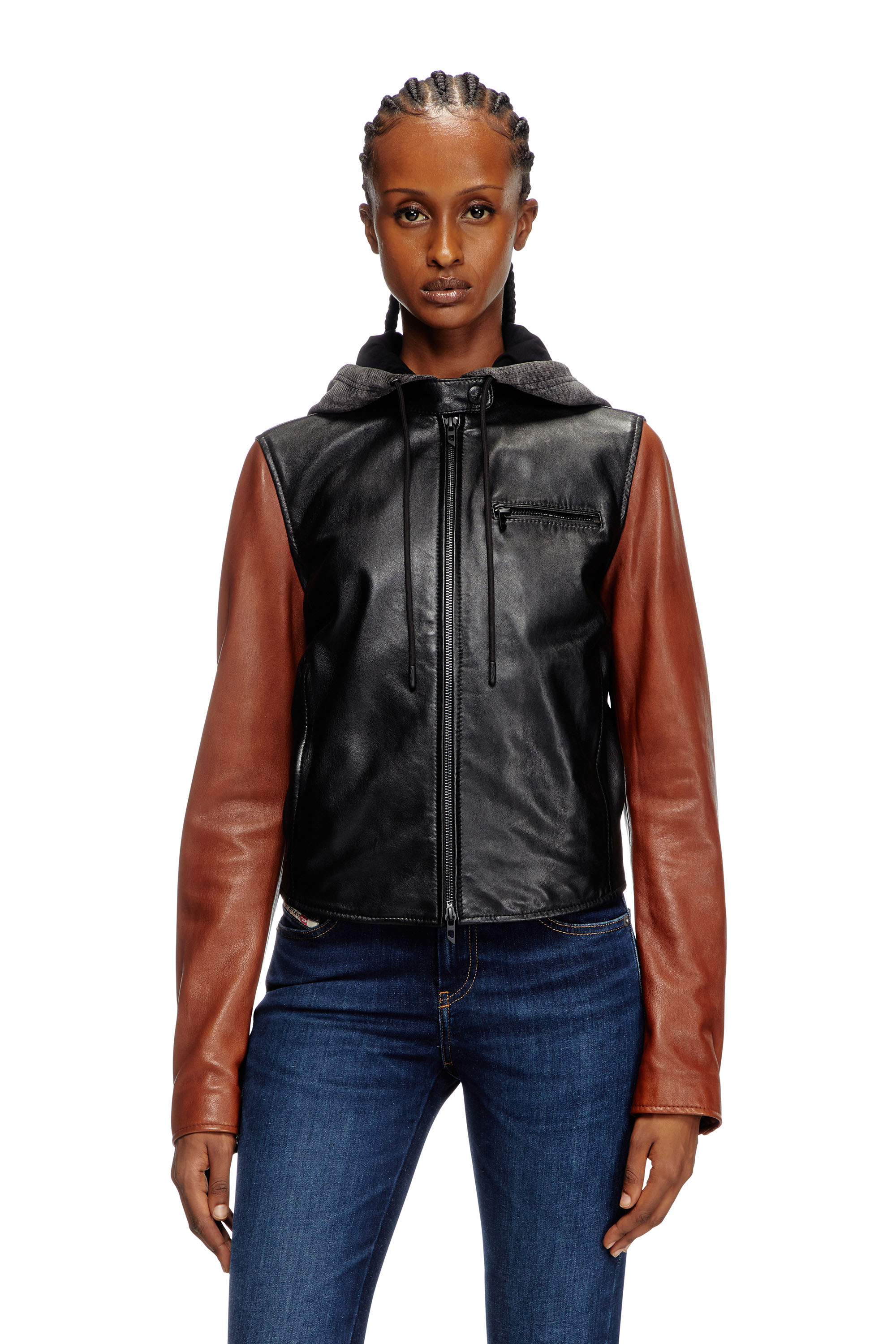 Chaquetas de cuero para mujer Bomber Biker cazadora Diesel