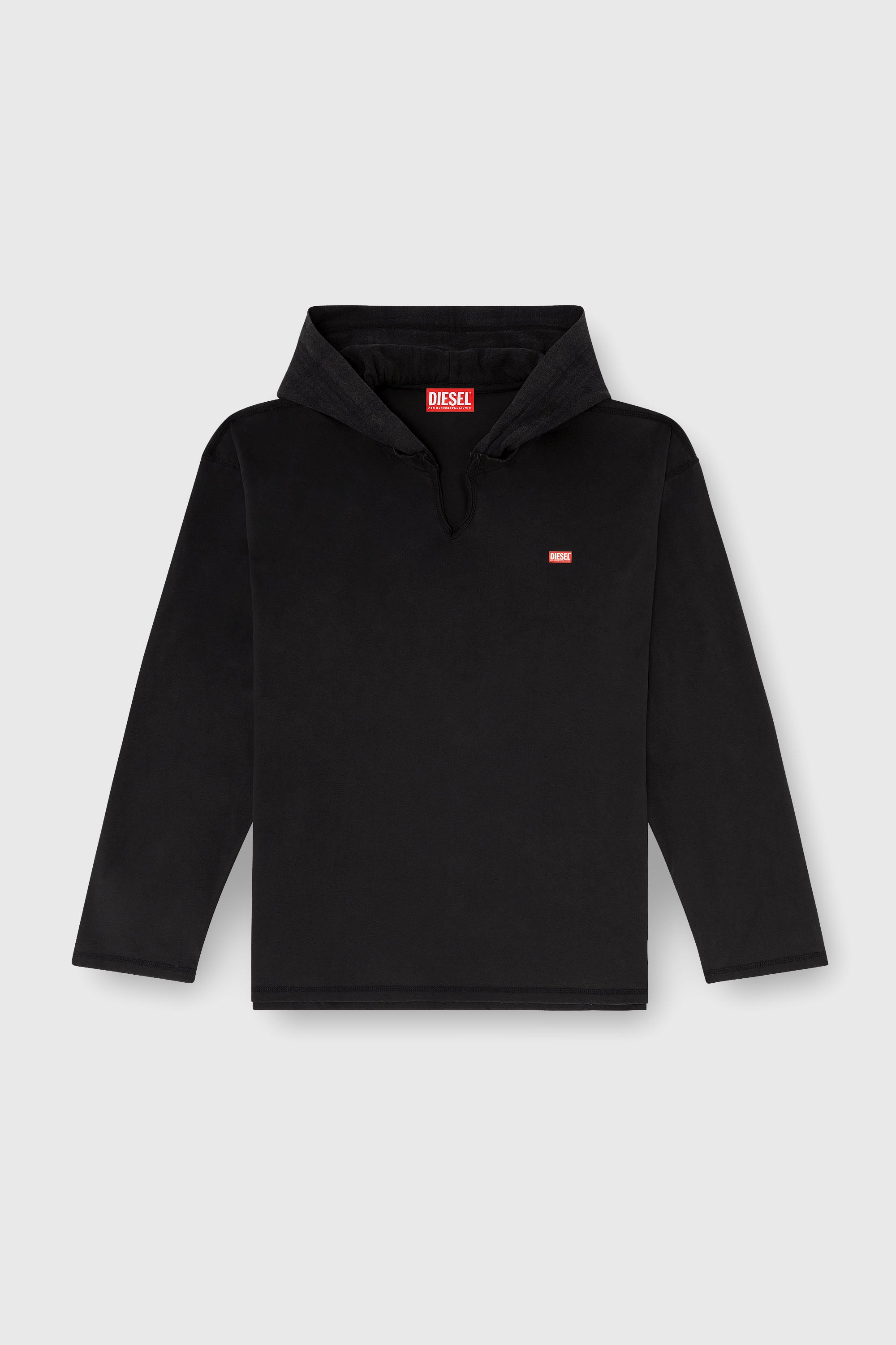 Diesel - T-BOXT-LS-HOOD-CHECK, Camiseta de manga larga con capucha de franela Hombre in Negro - 2