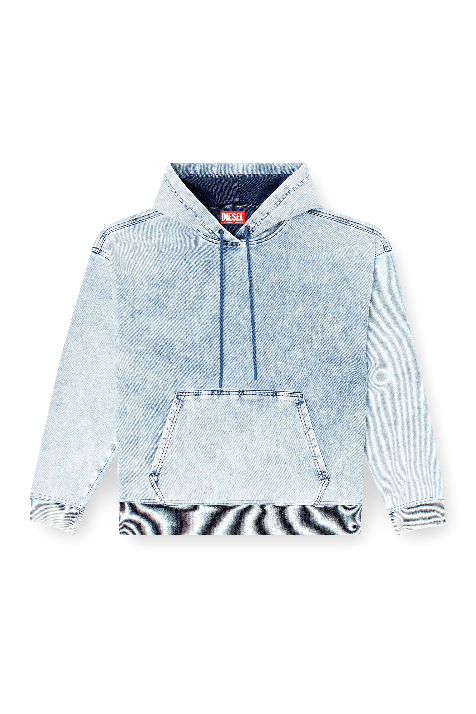 Diesel - D-REBBIT-S-TRACK, Sudadera con capucha en denim efecto mármol Unisex in Azul marino - 3