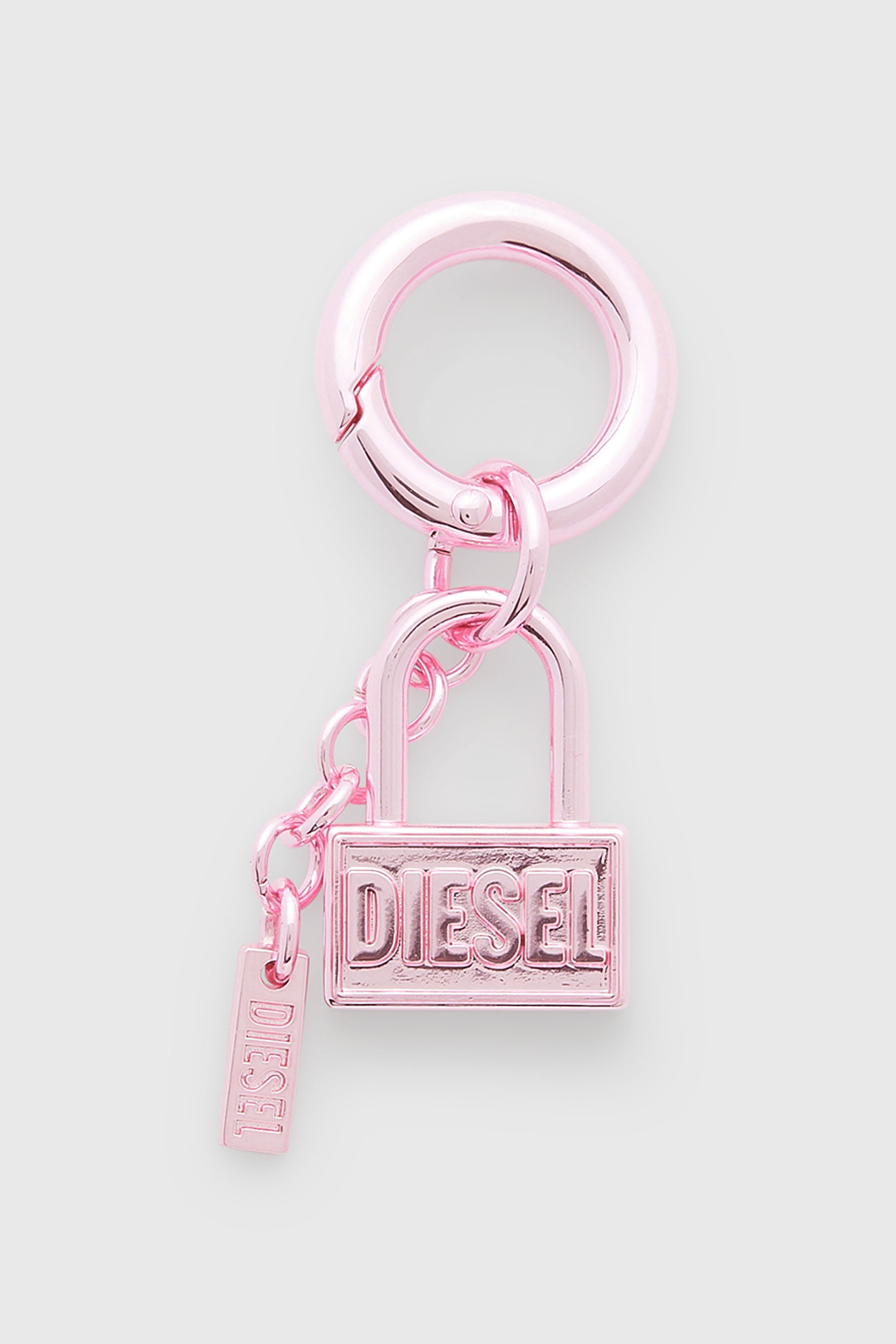 Diesel - CHARM-LOCK, Llavero met&aacute;lico con dise&ntilde;o de candado Unisex in Rosa - 1