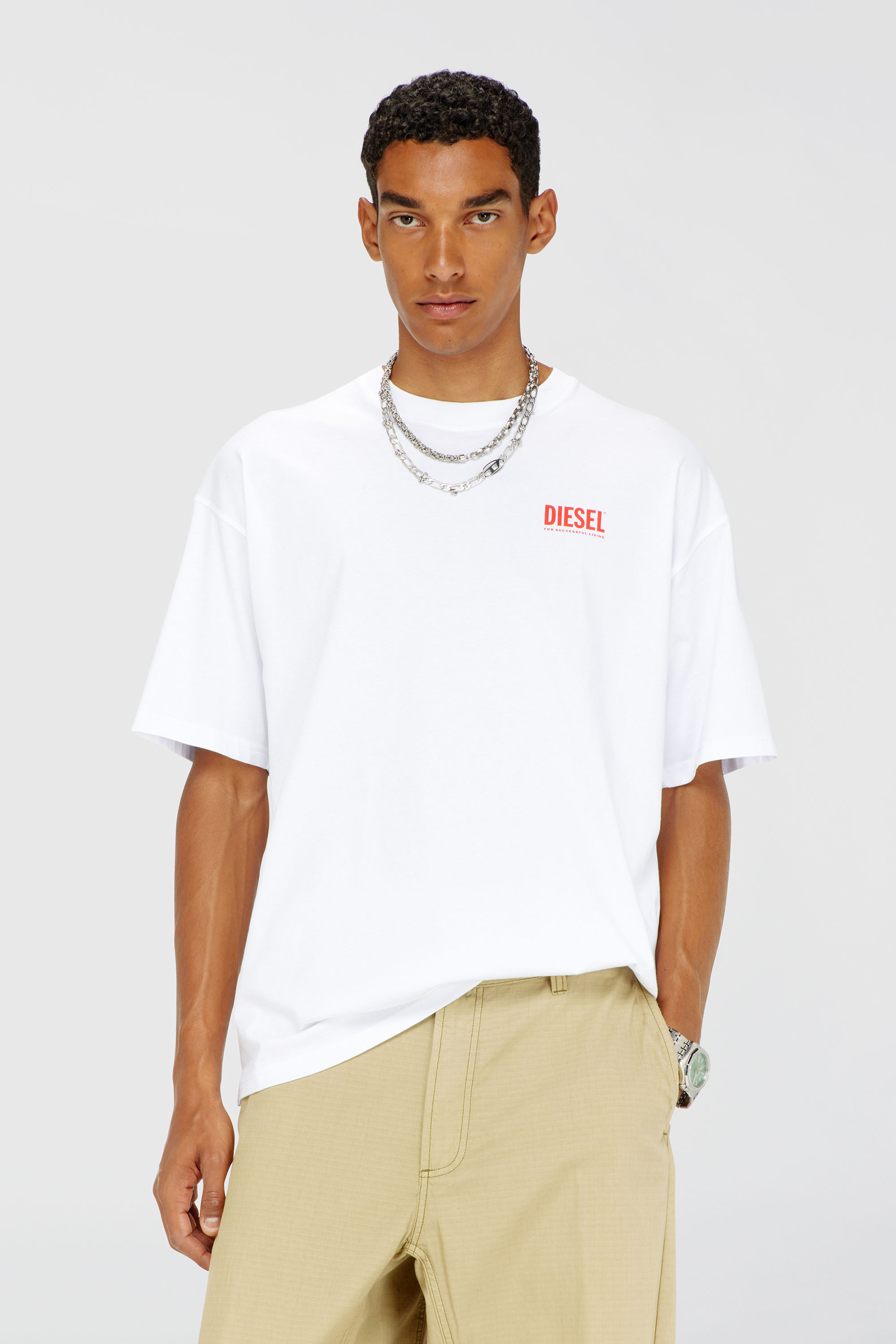 Diesel - T-BOXT-BISK, Camiseta de algod&oacute;n con estampado Diesel Biscotto Hombre in Blanco - 1