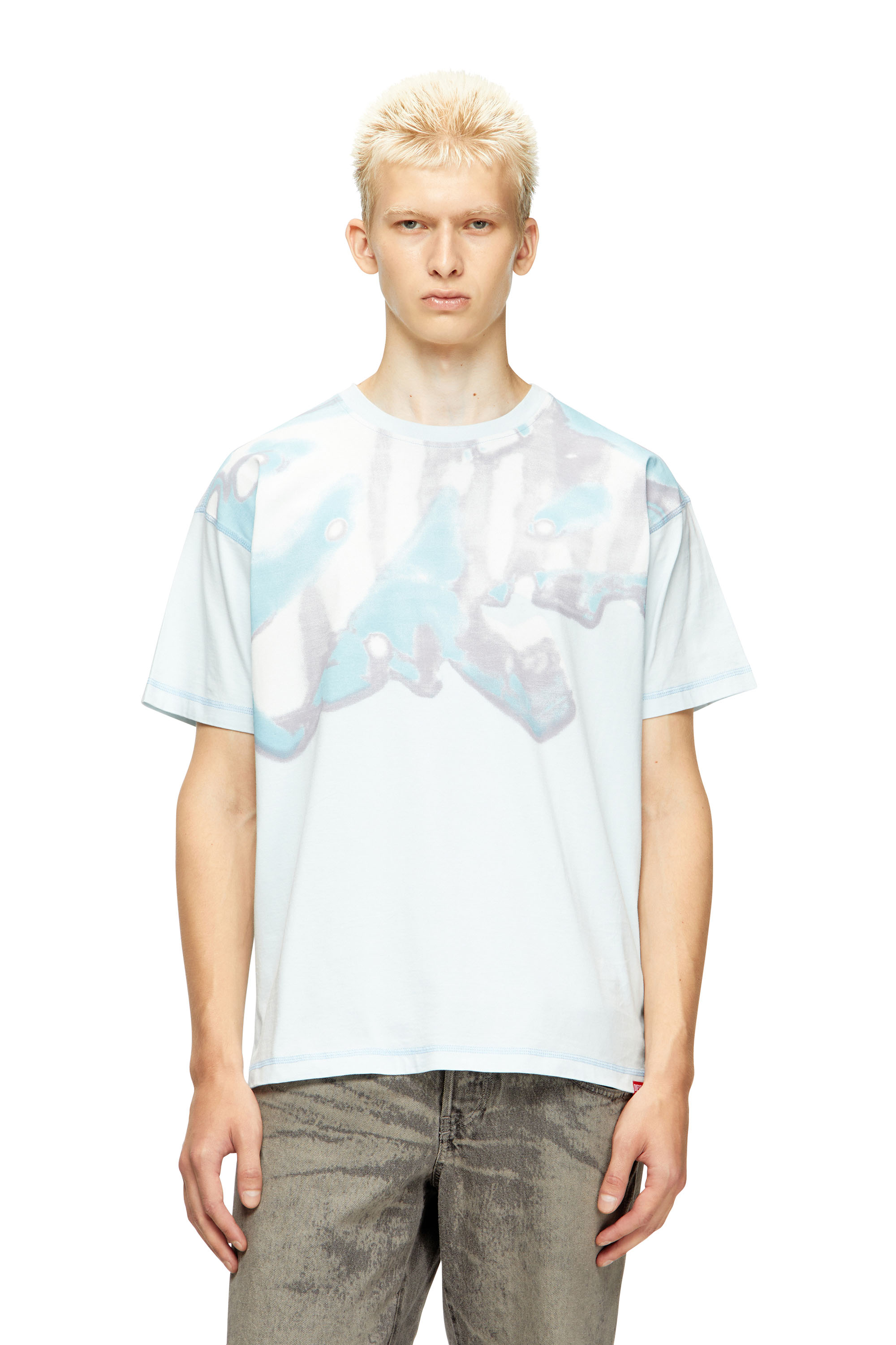 Diesel - T-GASPARD-IHBJ, Camiseta con estampado gráfico desteñido Hombre in Azul marino - 1