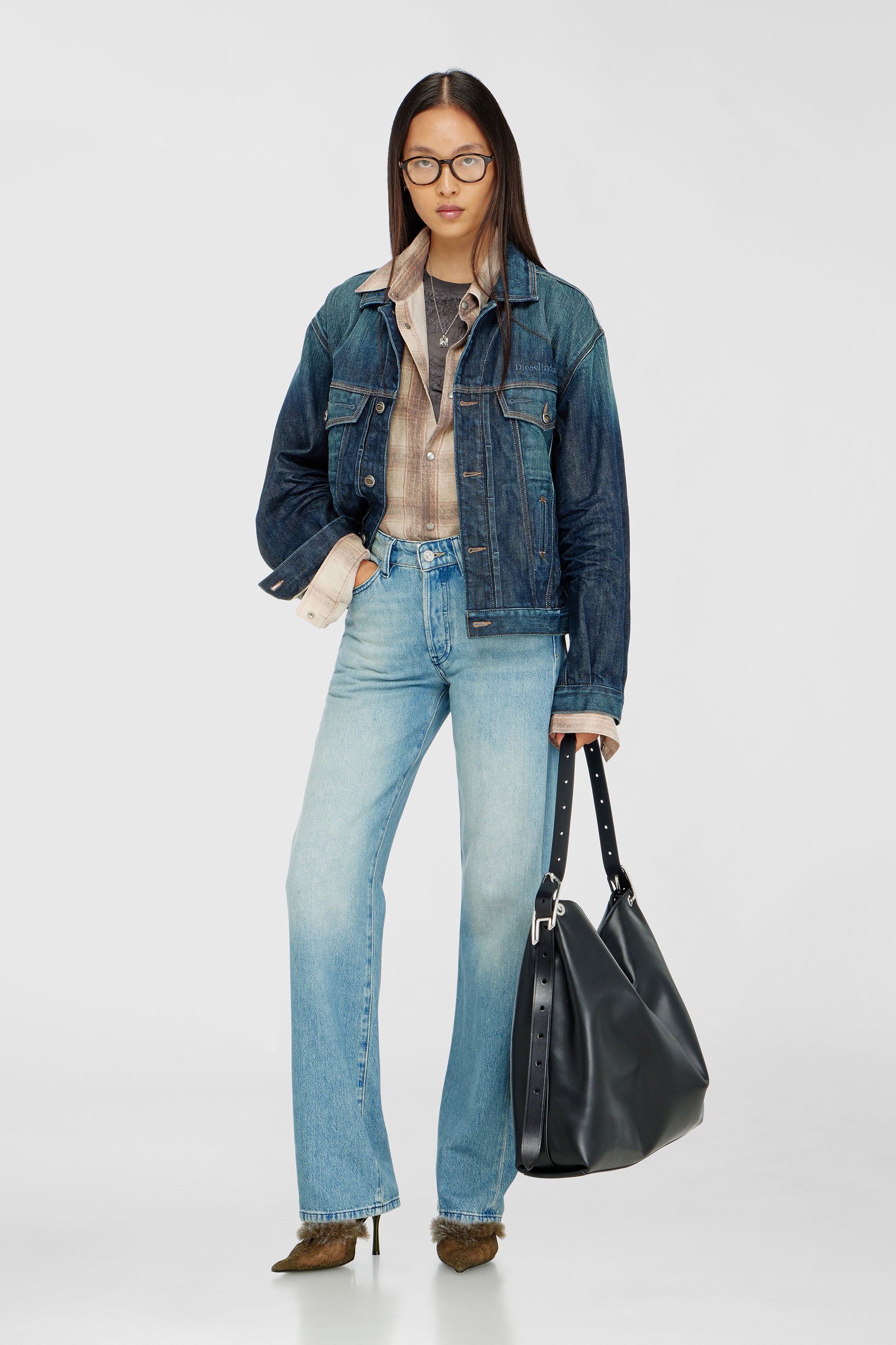 Diesel - D-LINE HOBO L, D-Line-Bolso hobo en cuero Mujer in Negro - 2