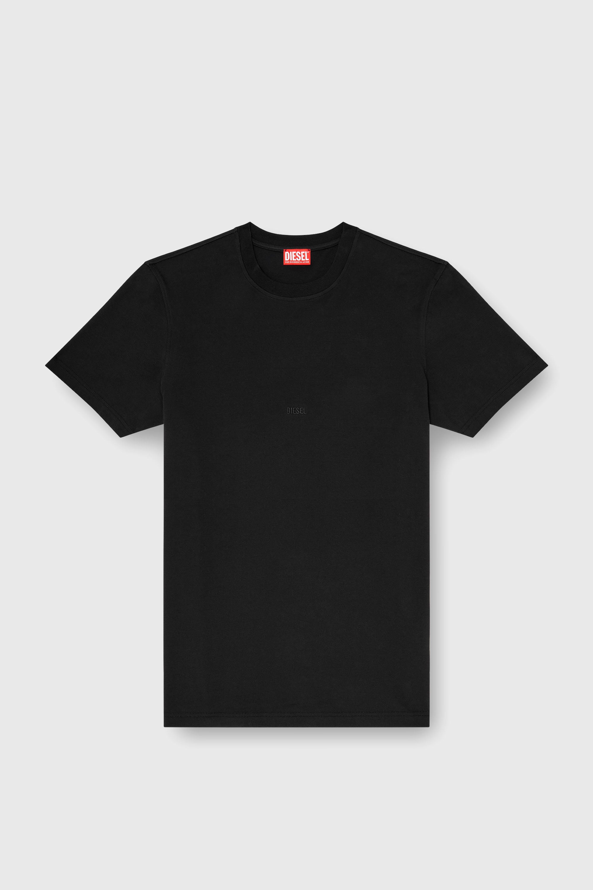 Diesel - T-ADJUST-AA2, Camiseta de interlock de algod&oacute;n con logo bordado Hombre in Negro - 2