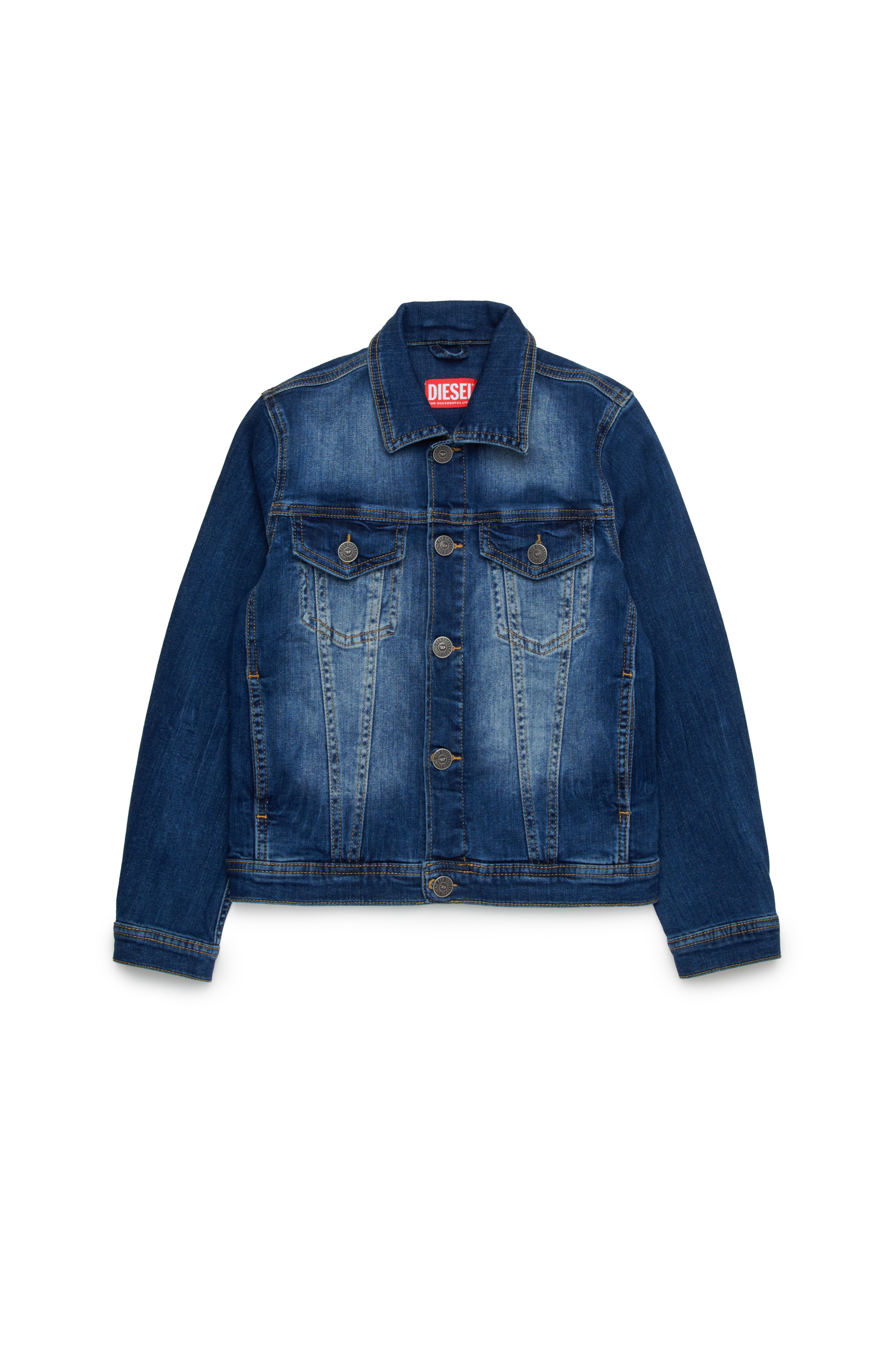 Diesel - JNHILL, Man's Trucker jacket in rip&repair denim in Dark Blue - 1