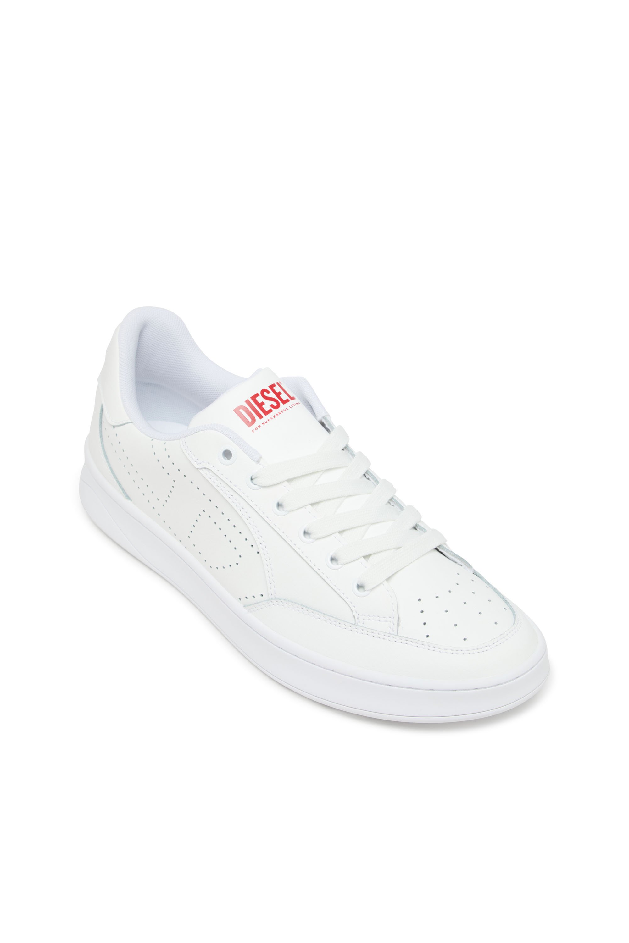 Diesel - S-DAKOTA LOW, S-Dakota-Deportivas de cuero con logotipo perforado Hombre in Blanco - 6