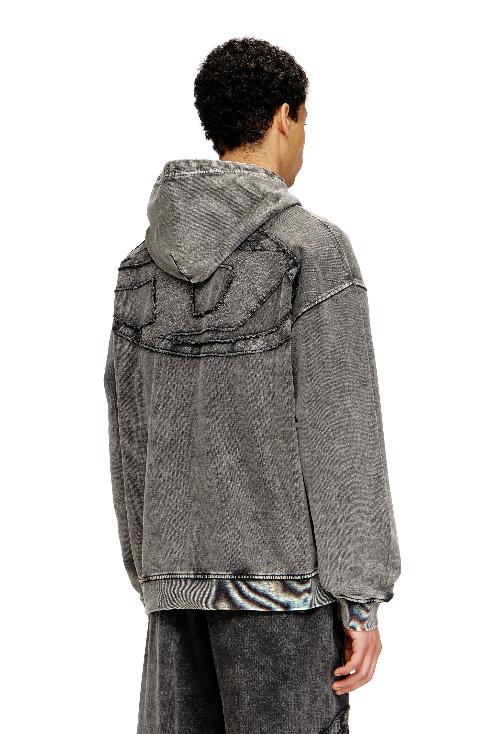 Diesel - S-BOXT-HOOD-DEN, Sudadera con parche trasero de corte bruto Hombre in Gris - 4