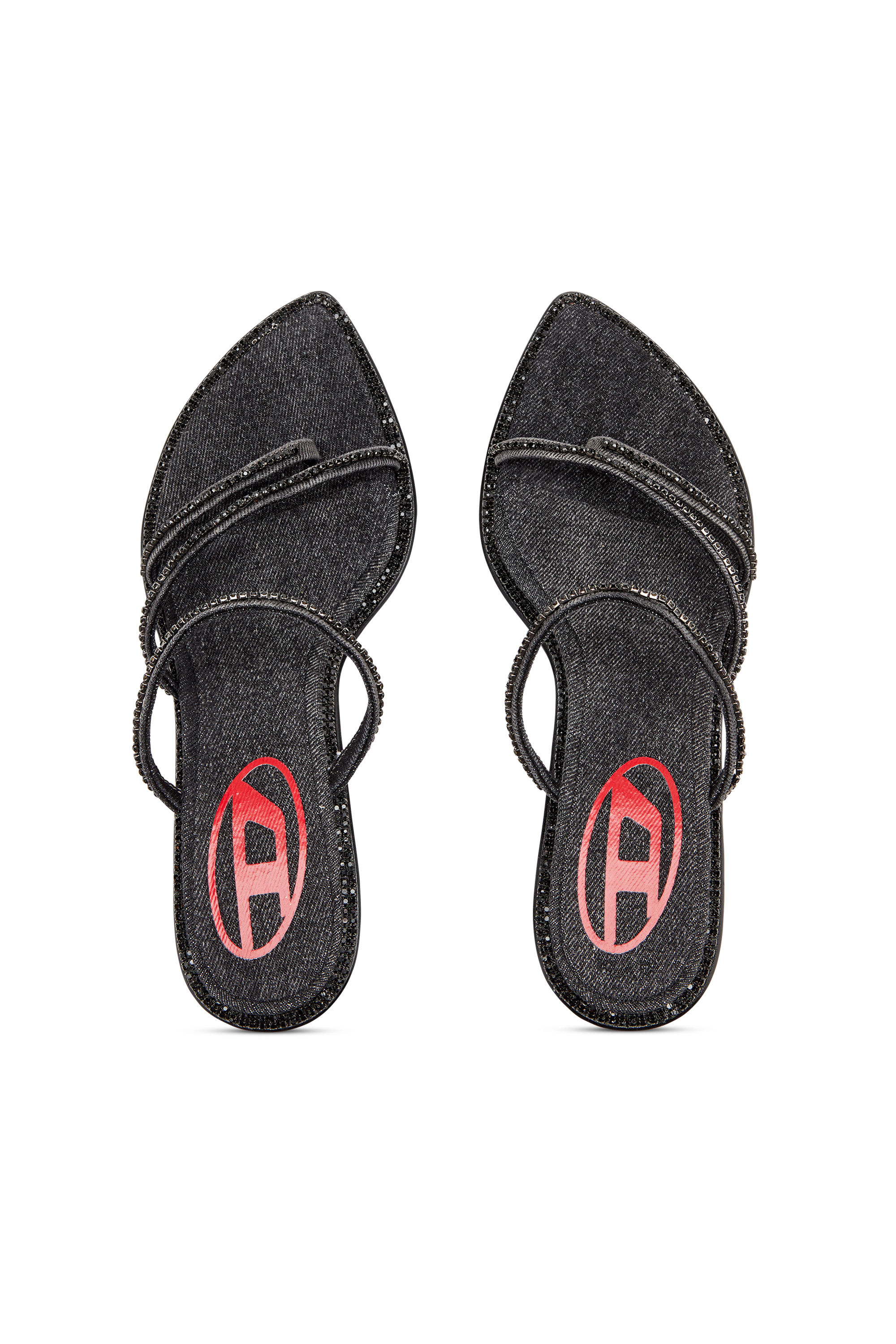 Diesel - D-HAVANNA KITTIE, D-Havanna-Zapatos destalonados con tacón de aguja en denim de cristal Mujer in Negro - 5