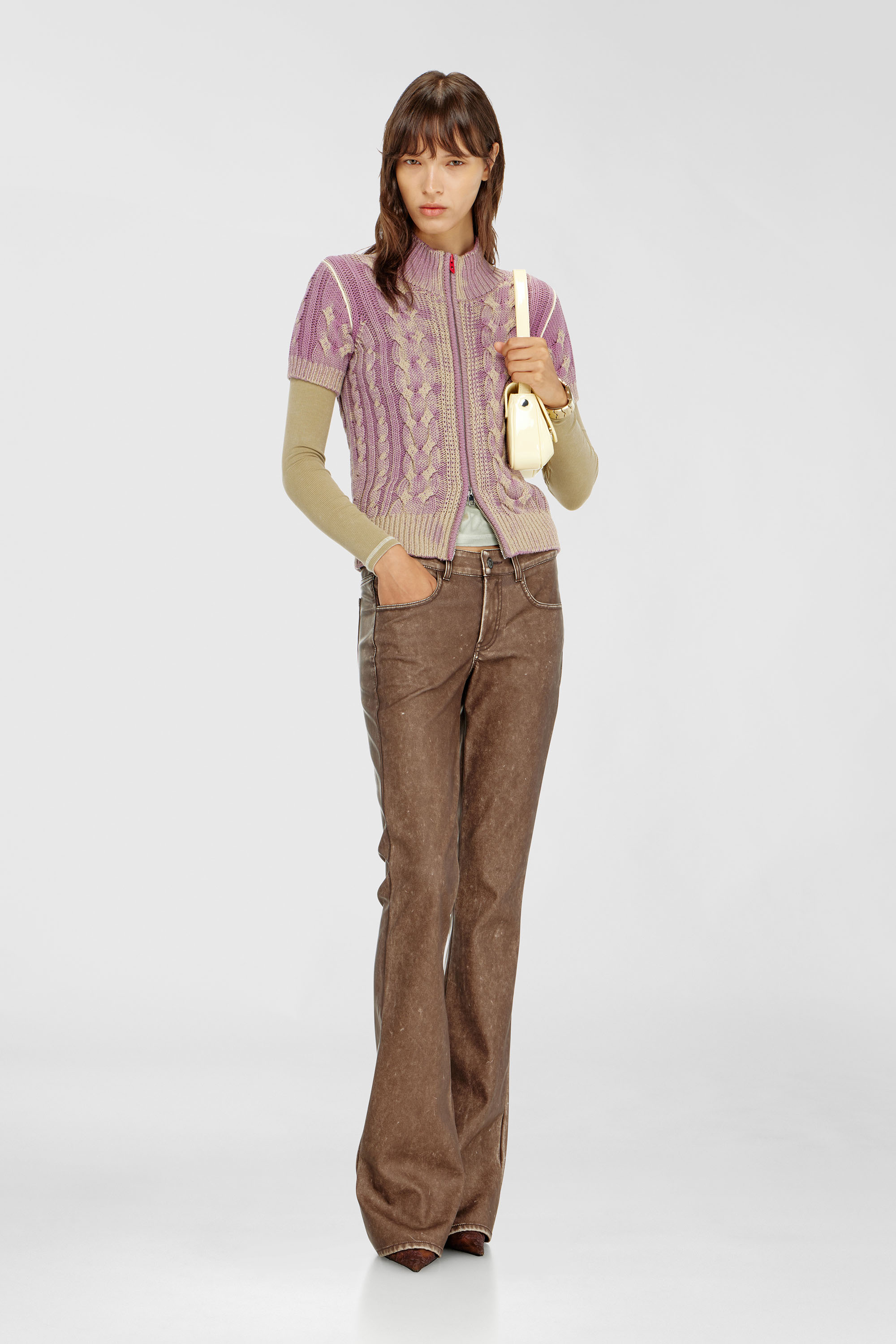 Diesel - M-ELANA, C&aacute;rdigan de punto con cremallera y manga corta Mujer in Multicolor - 1