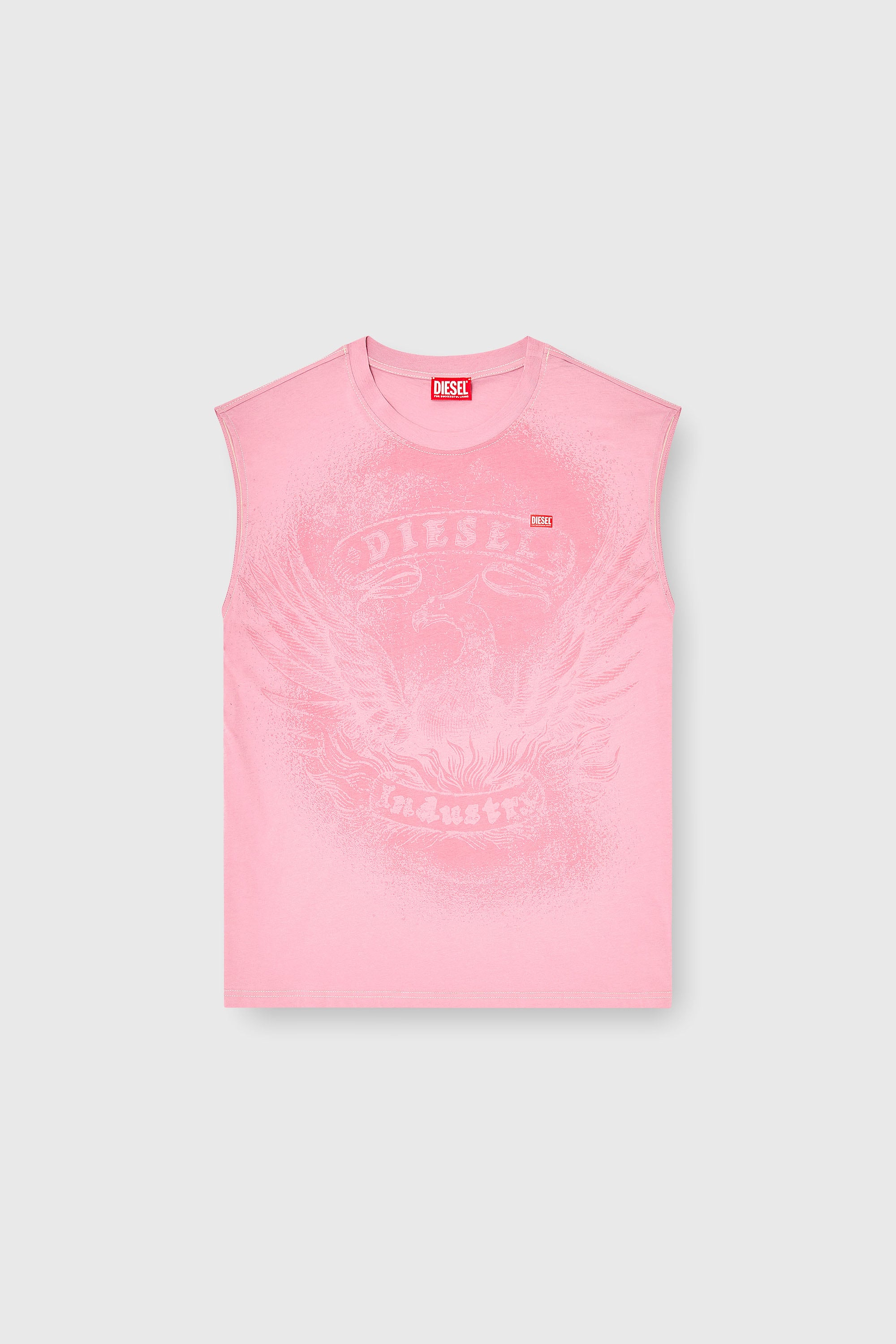 Diesel - T-BOXT-SL-NOTCH, Top sin mangas de algod&oacute;n con gr&aacute;fico tonal Hombre in Rosa - 2