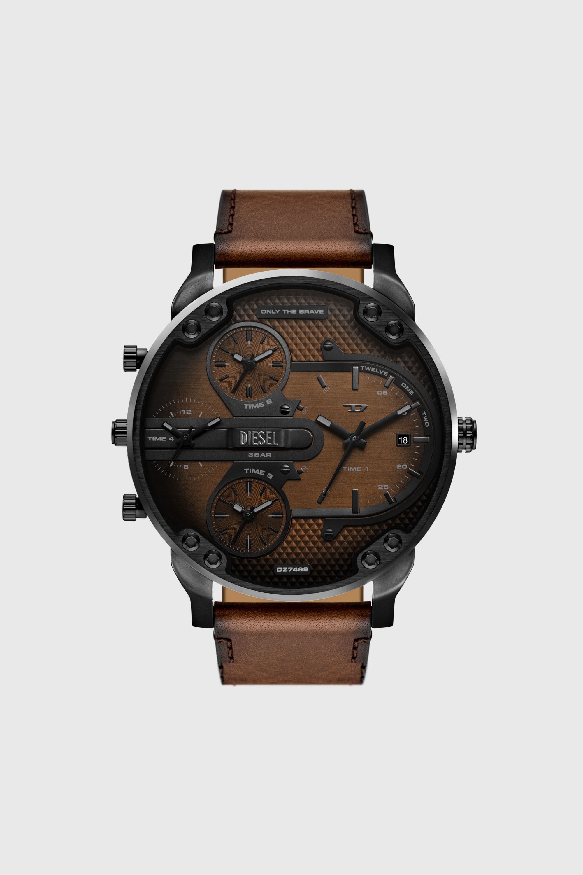 Diesel - DZ7492 WATCH, Reloj Mega Chief Slim de cuero marr&oacute;n Hombre in Marr&oacute;n - 1
