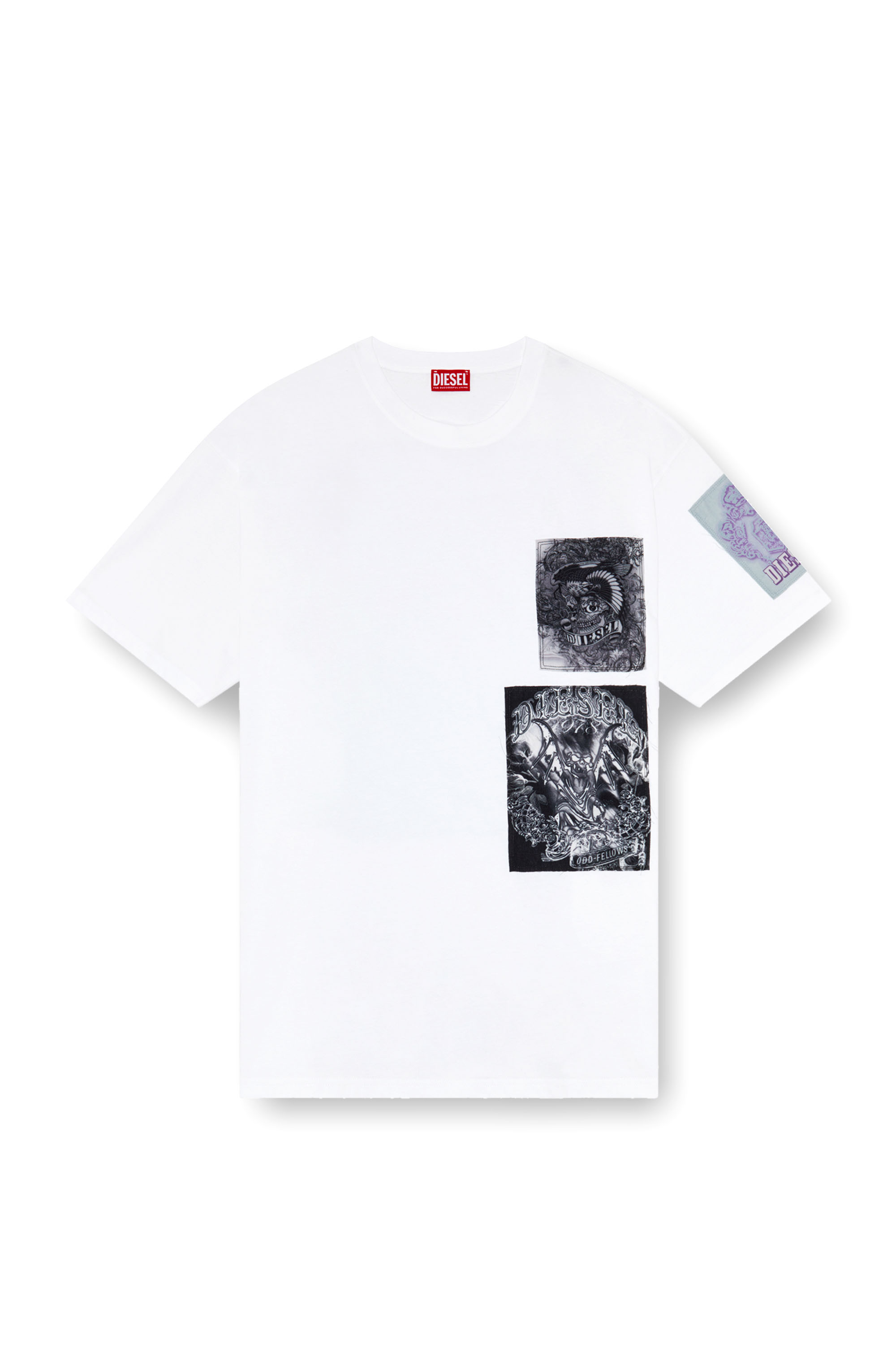 Diesel - T-BOXT-SLITS-Q10, Hombre Camiseta con parches estampados cortados en crudo in Blanco - Image 3