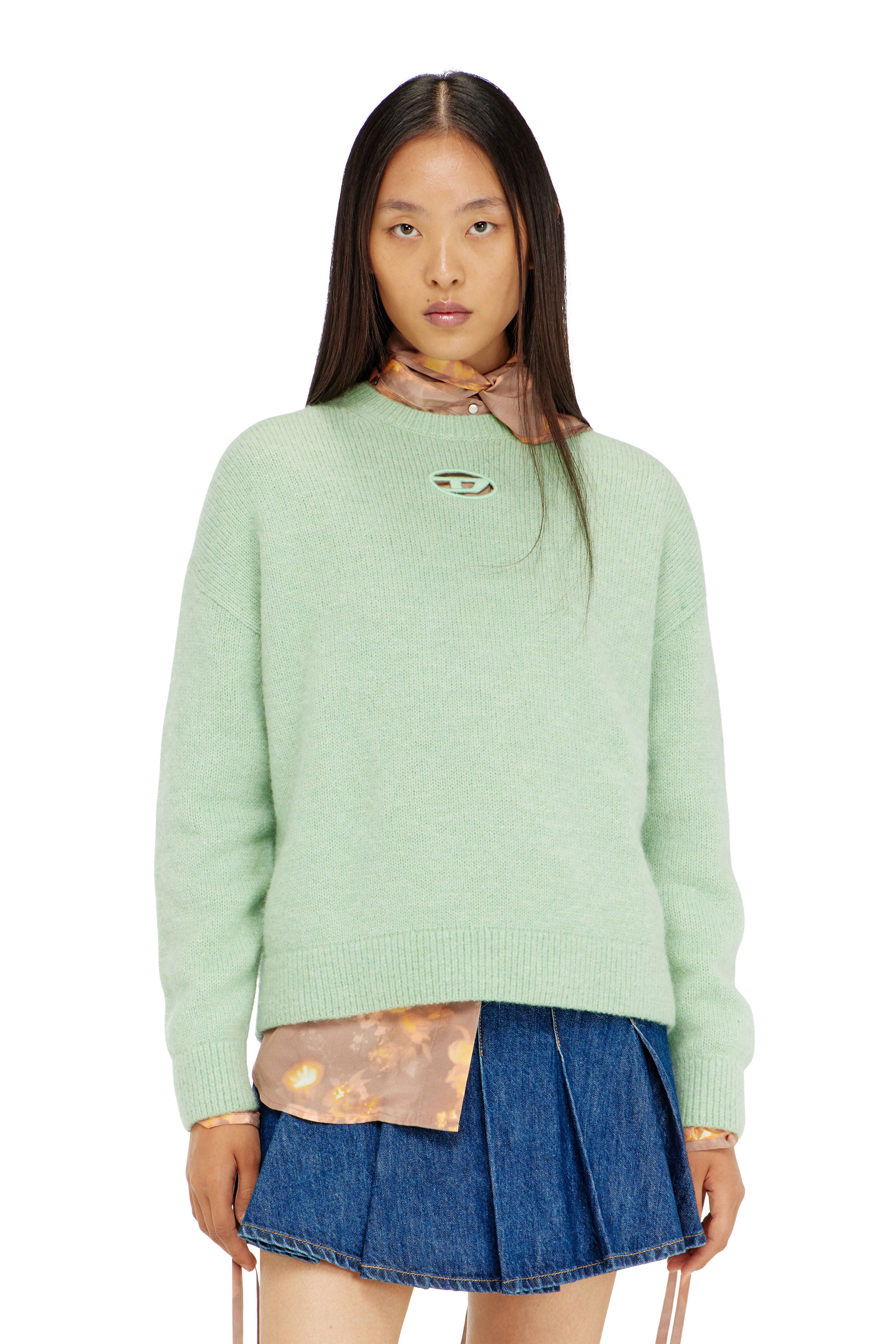 Diesel - M-AREETA, Jersey de mezcla de lana y alpaca Mujer in Verde - 1