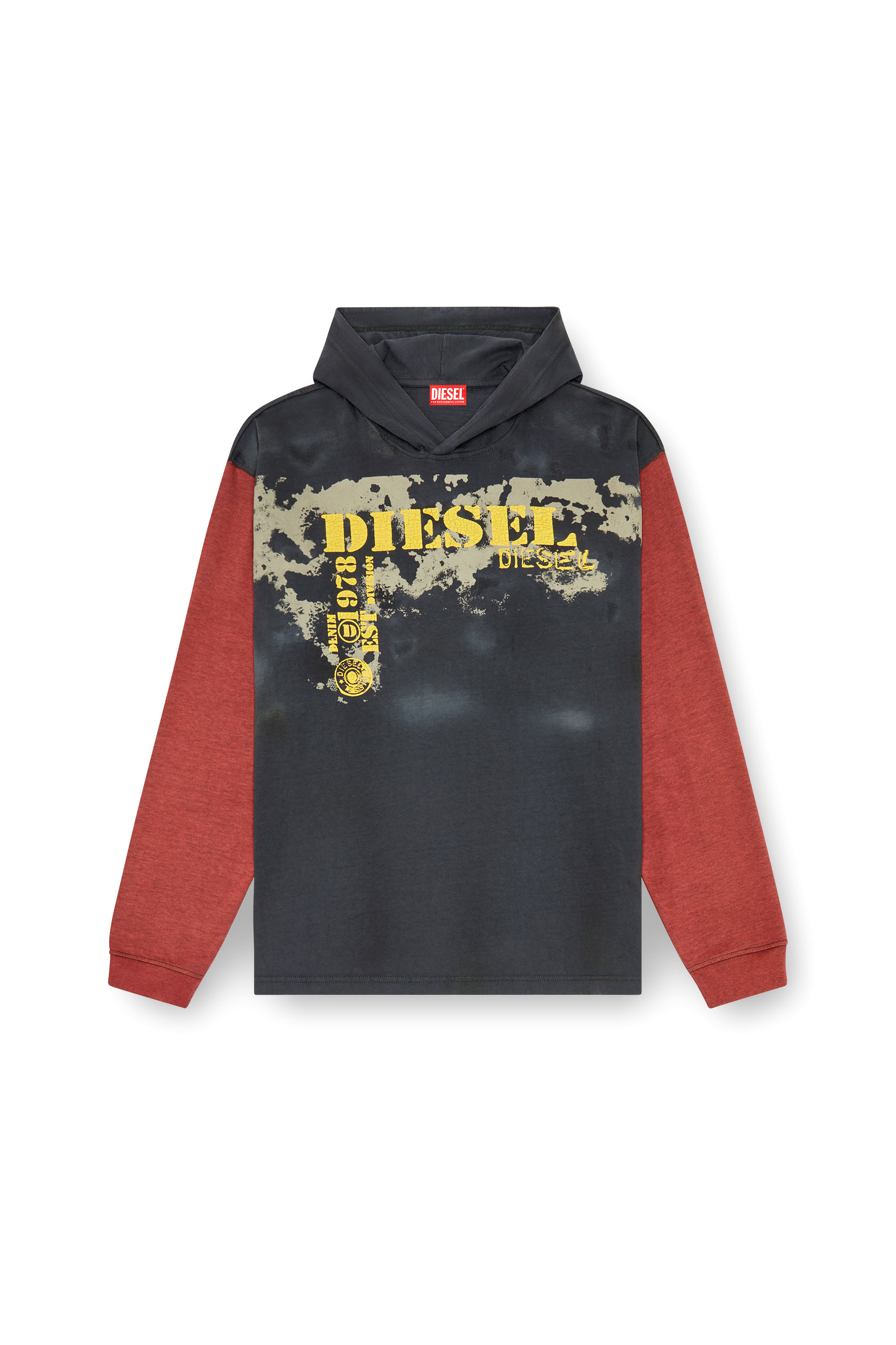 Diesel - T-BOXT-LS-HOOD, Camiseta de manga larga con capucha y efecto de suciedad Hombre in Gris - 3