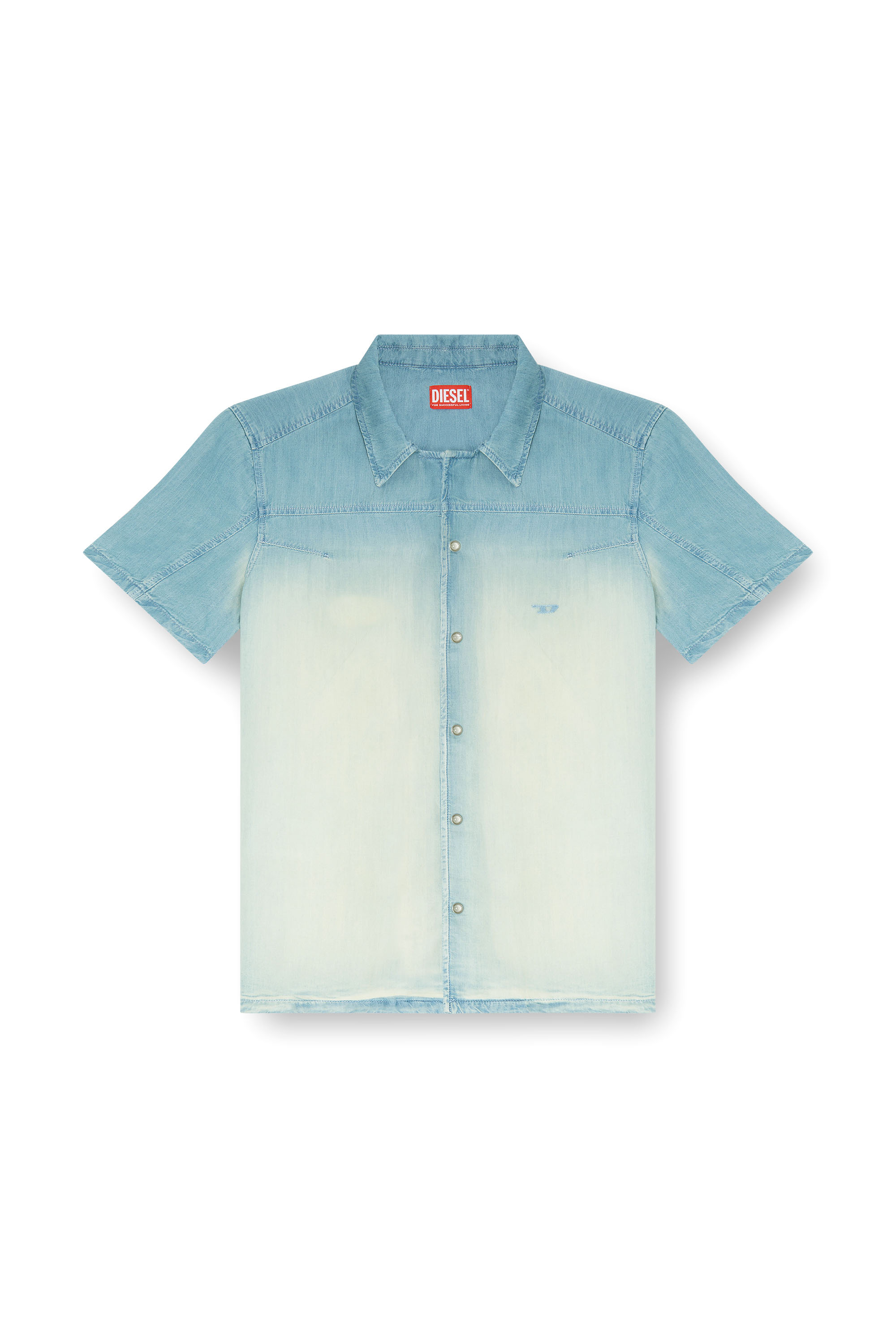 Diesel - D-CLARIVO-S, Camisa de manga corta en denim fluido con lavado oscuro Hombre in Azul marino - 3