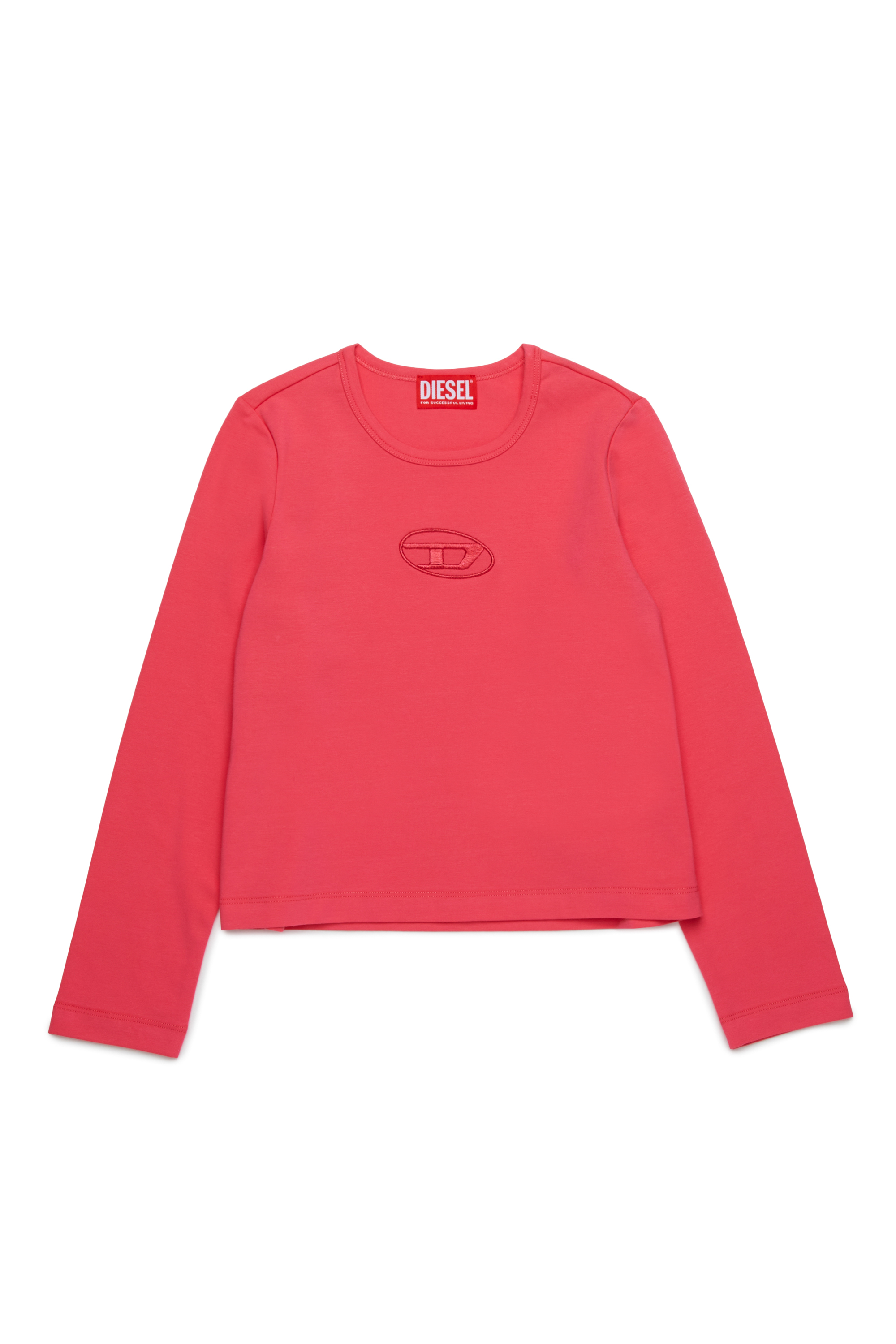 Diesel - TIVAL, Camiseta de manga larga con logotipo bordado Mujer in Rosa - 1