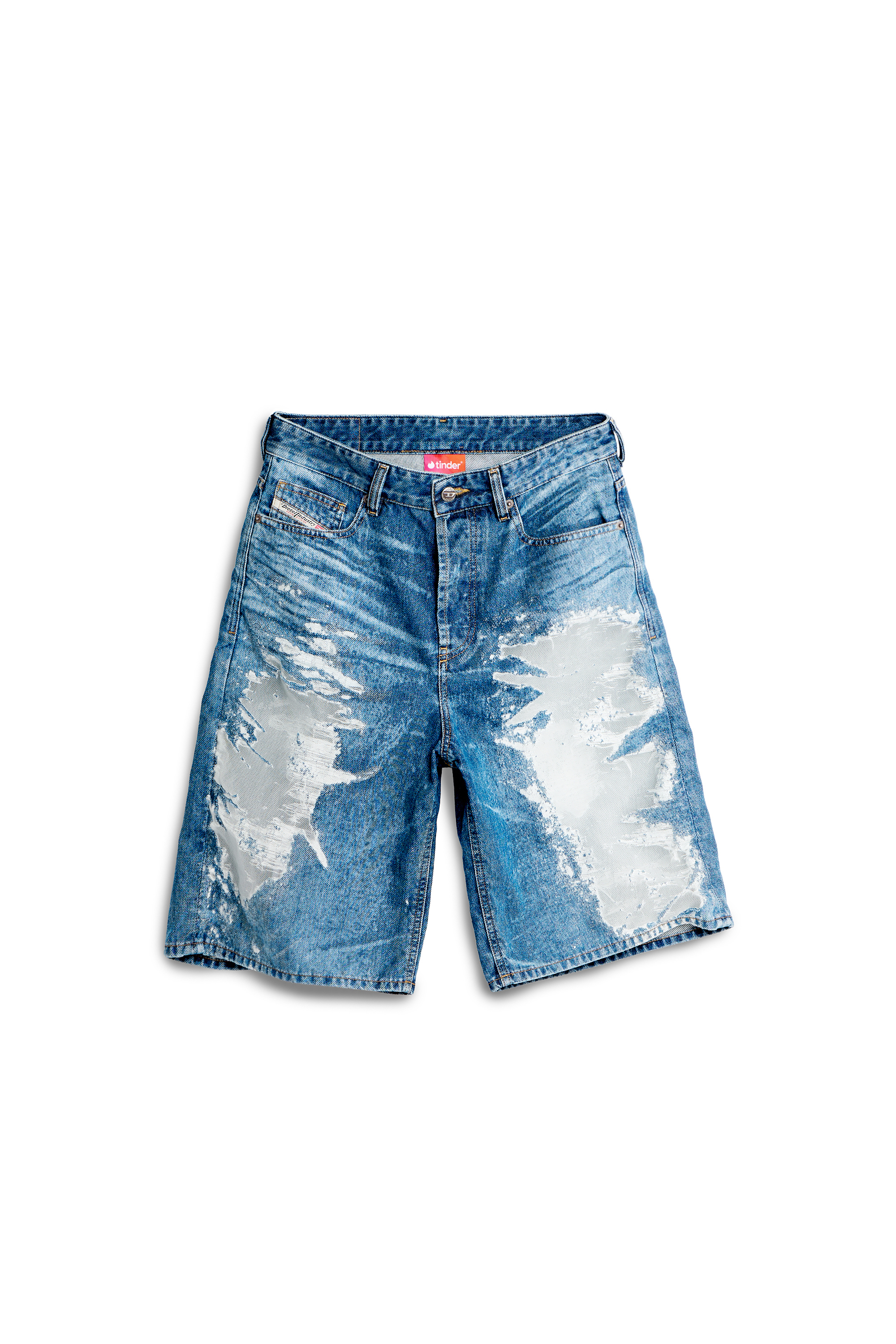 Diesel - PR-DE-SIRE-SHORT, Shorts de denim devor&eacute; Unisex in Azul marino - 2