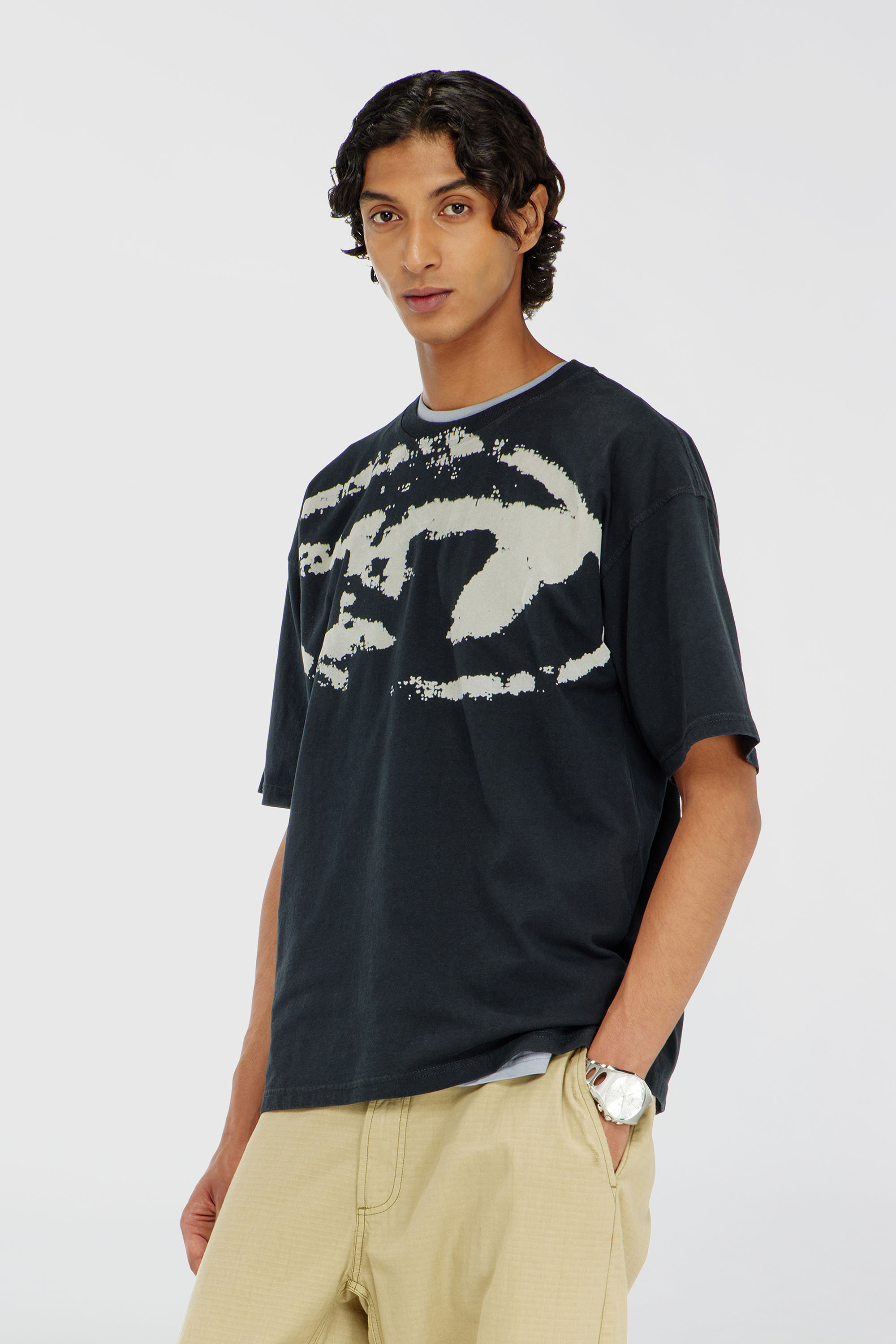 Diesel - T-BOXT-N14, Camiseta con logotipo desgastado en relieve Hombre in Negro - 3