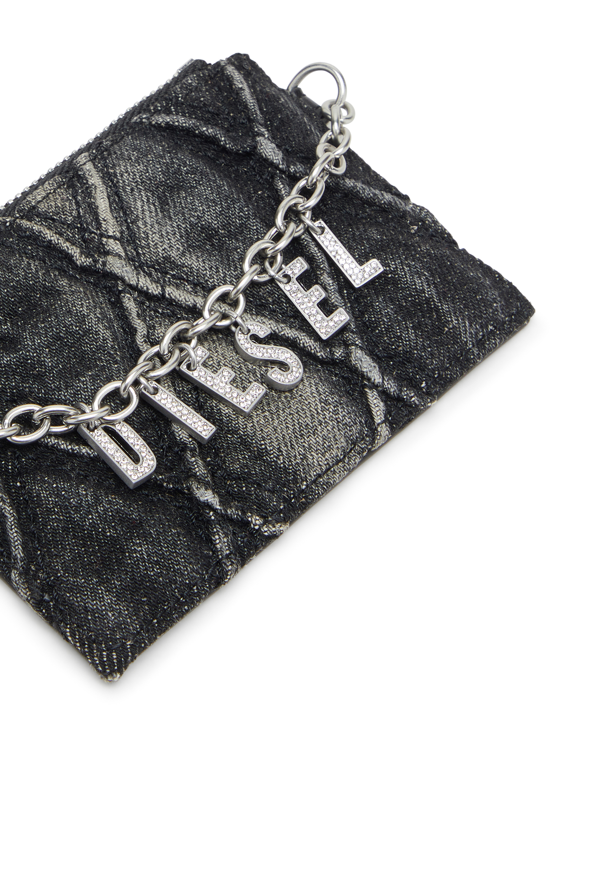 Diesel - CARD HOLDER WITH CHAIN, Tarjetero con cadena y bolsillo monedero con cremallera Mujer in Gris - 4