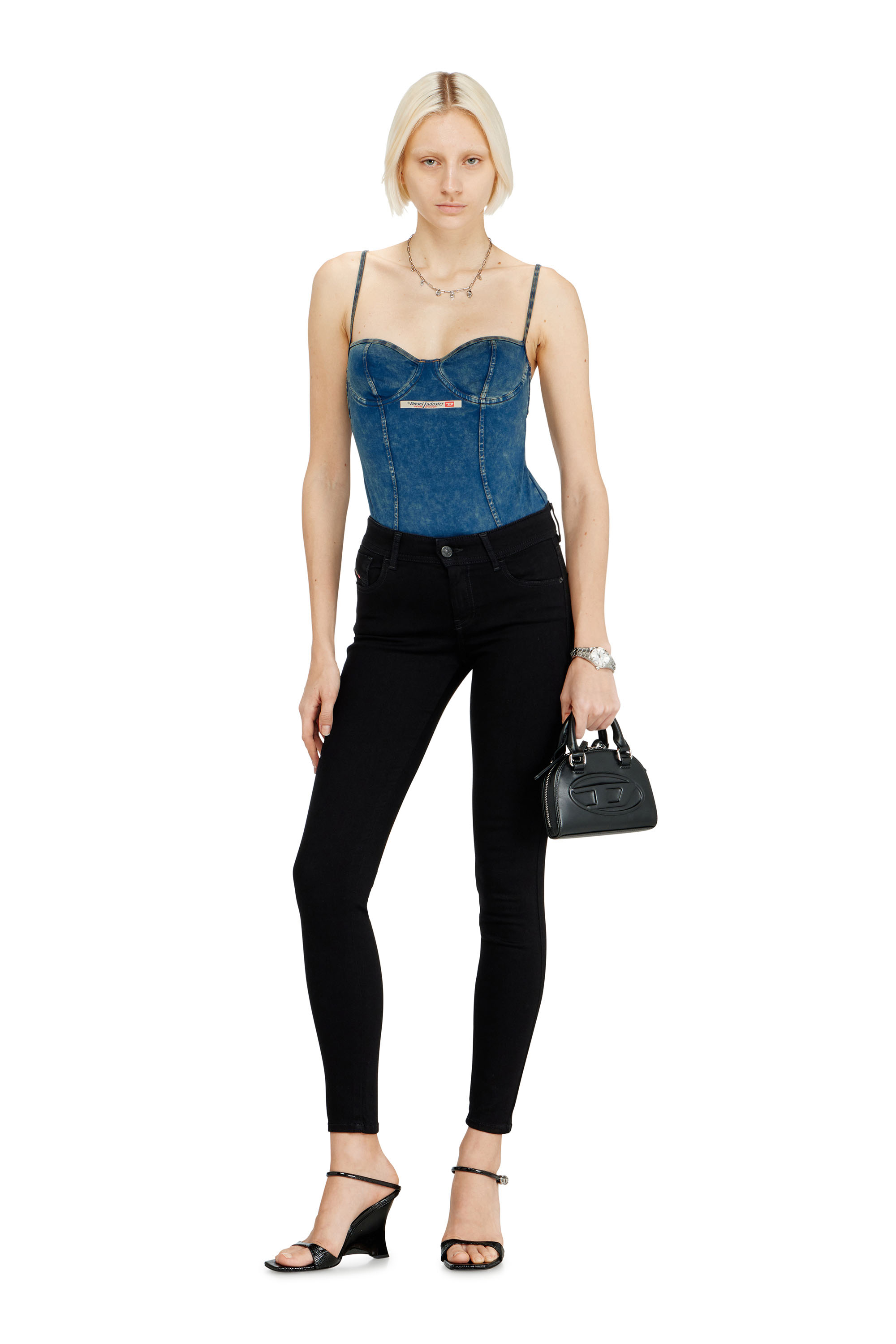 Diesel - Skinny Jeans 2017 Slandy 069EF Mujer, Negro/Gris oscuro - 1