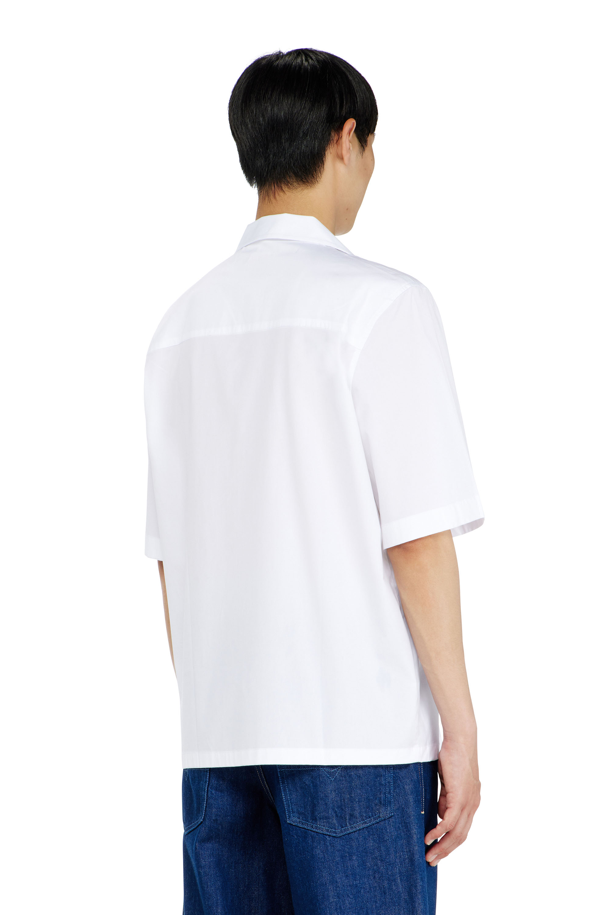 Diesel - S-MAC-GSBH, Camisa de popelina el&aacute;stica con bordado Oval D Hombre in Blanco - 3